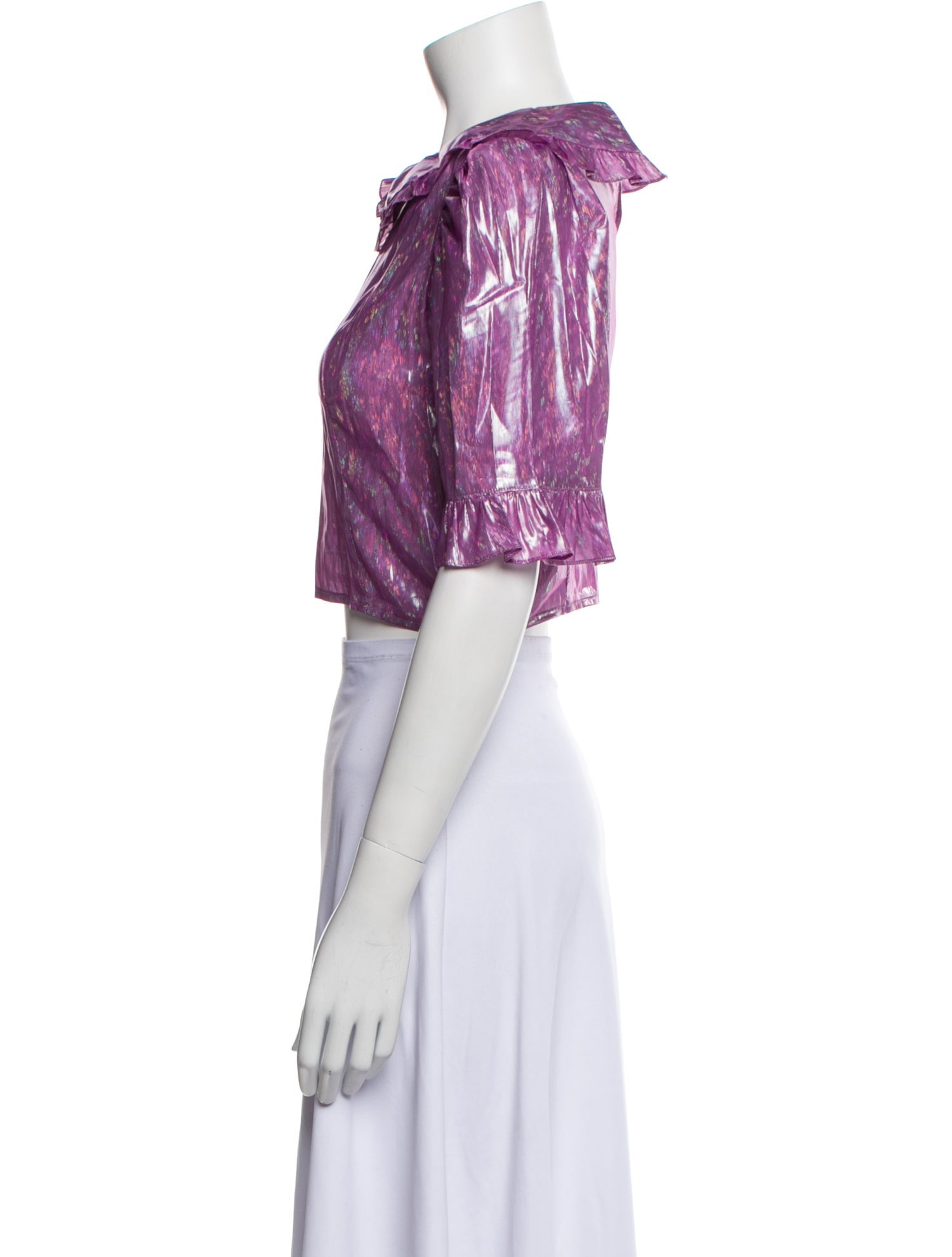 Batsheva Crew Neck Short Sleeve Crop Top