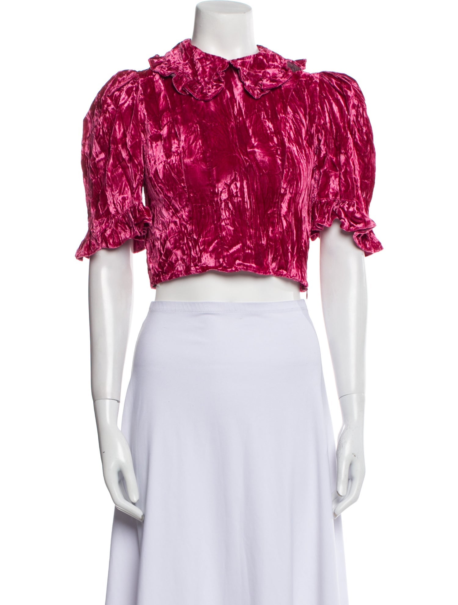 Batsheva Floral Print Mock Neck Crop Top