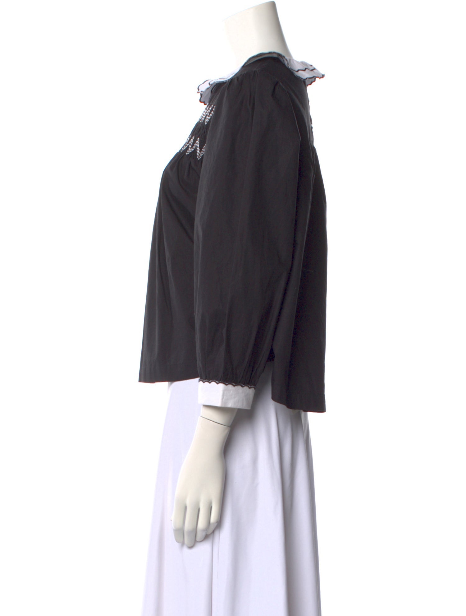 Batsheva Bateau Neckline Three-Quarter Sleeve Blouse