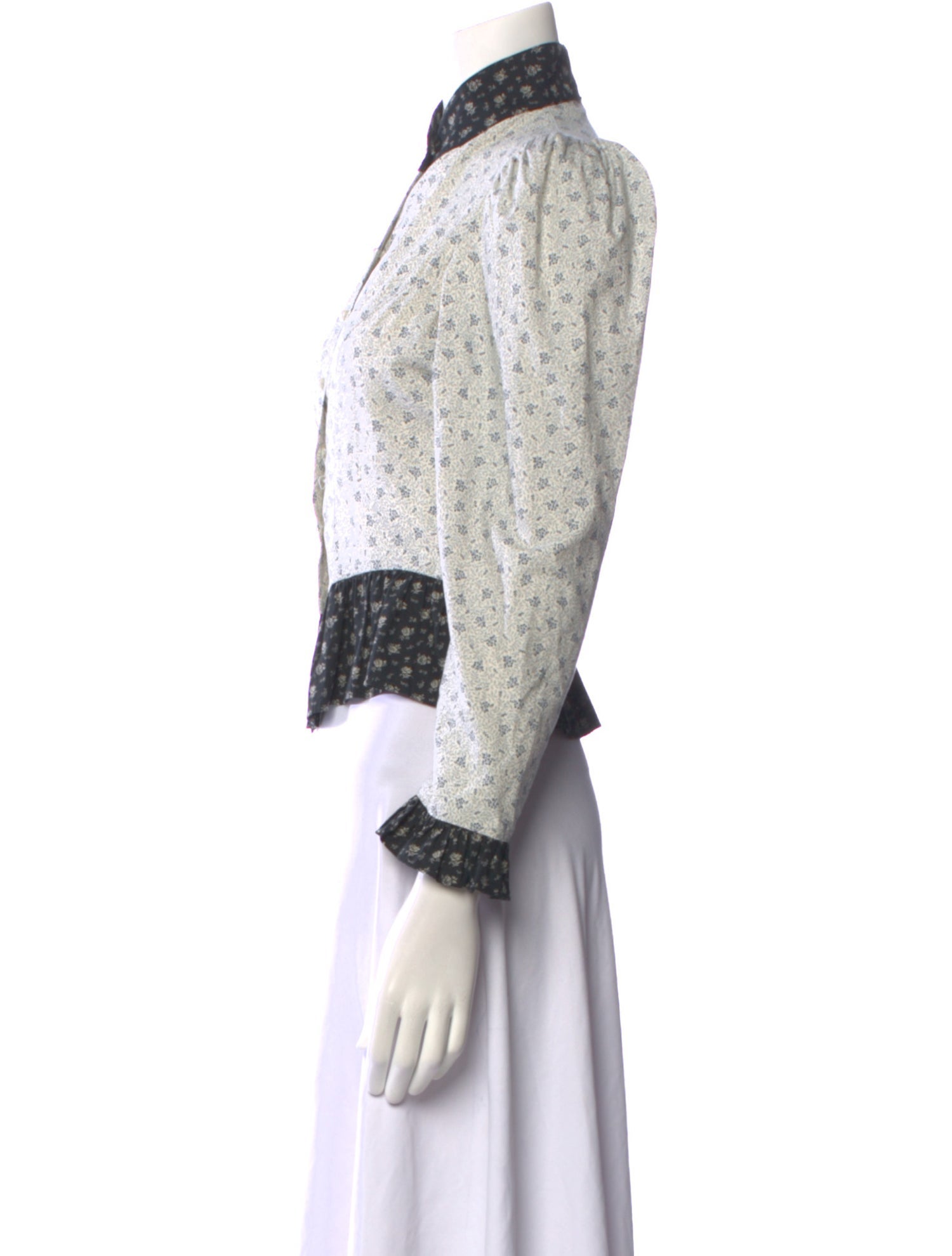 Batsheva Floral Print Mock Neck Crop Top