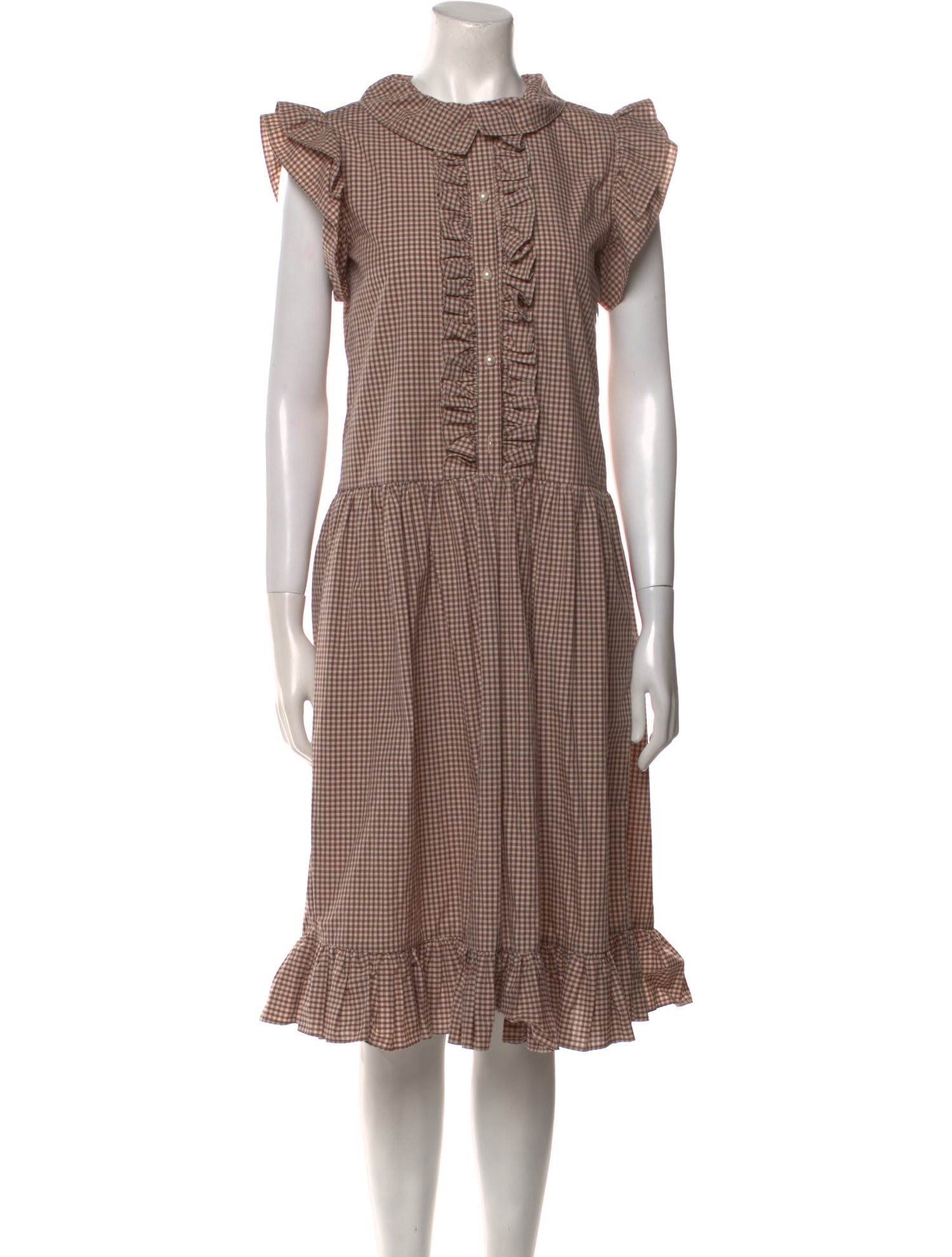 Batsheva Plaid Print Midi Length Dress