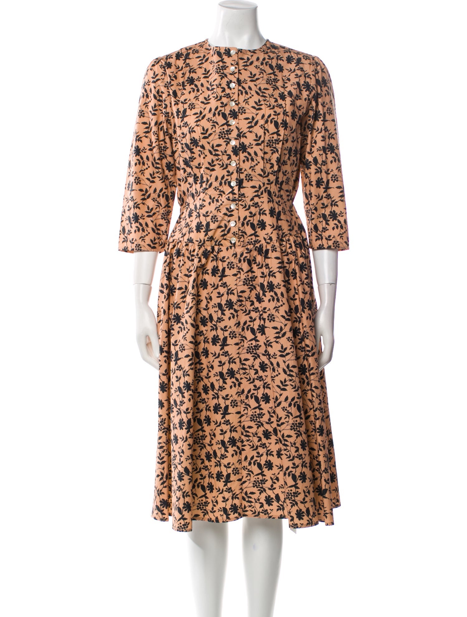 Batsheva Floral Print Midi Length Dress