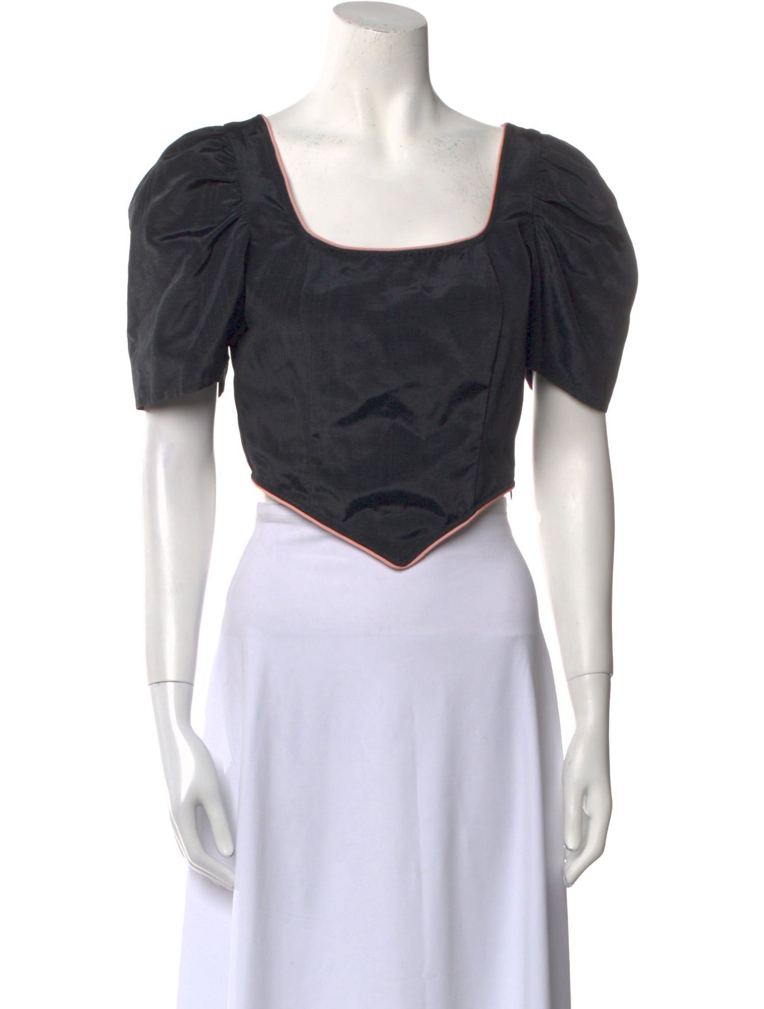 Batsheva Square Neckline Short Sleeve Crop Top