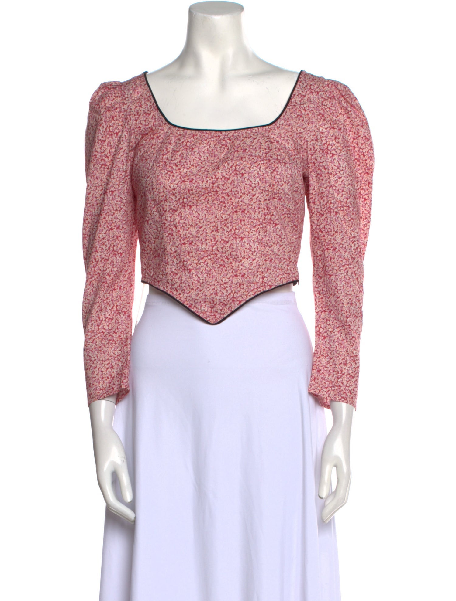 Batsheva Square Neckline Three-Quarter Sleeve Crop Top