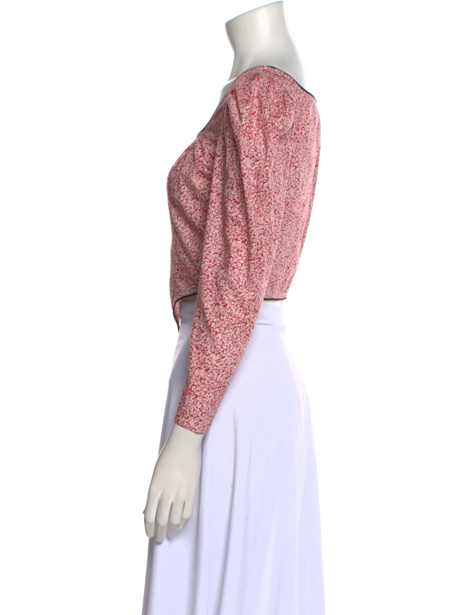 Batsheva Square Neckline Three-Quarter Sleeve Crop Top