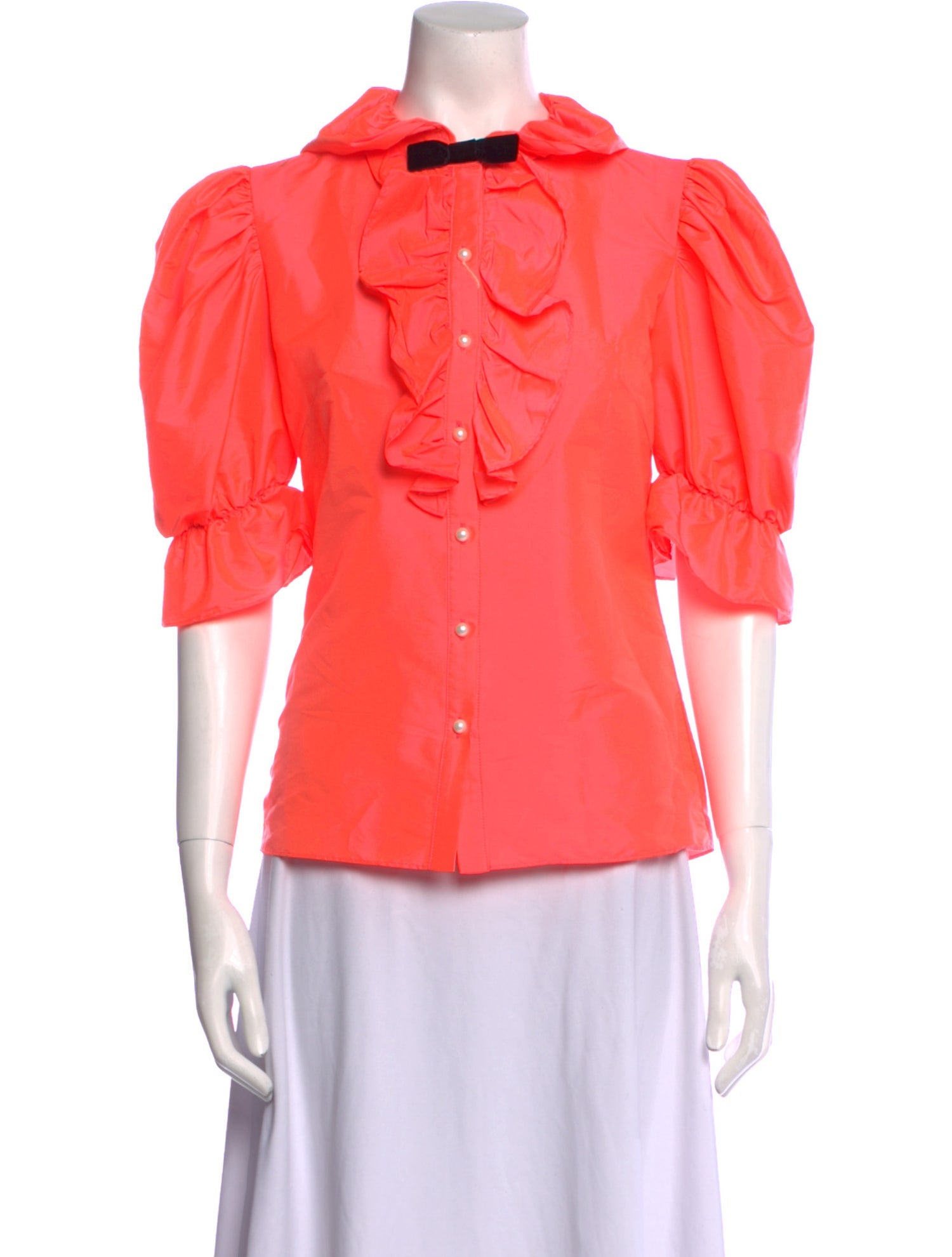 Batsheva Mock Neck Three-Quarter Sleeve Button-Up Top w/ Tags