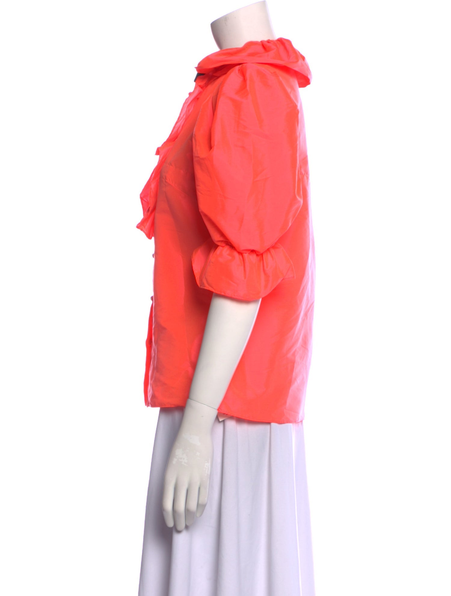 Batsheva Mock Neck Three-Quarter Sleeve Button-Up Top w/ Tags