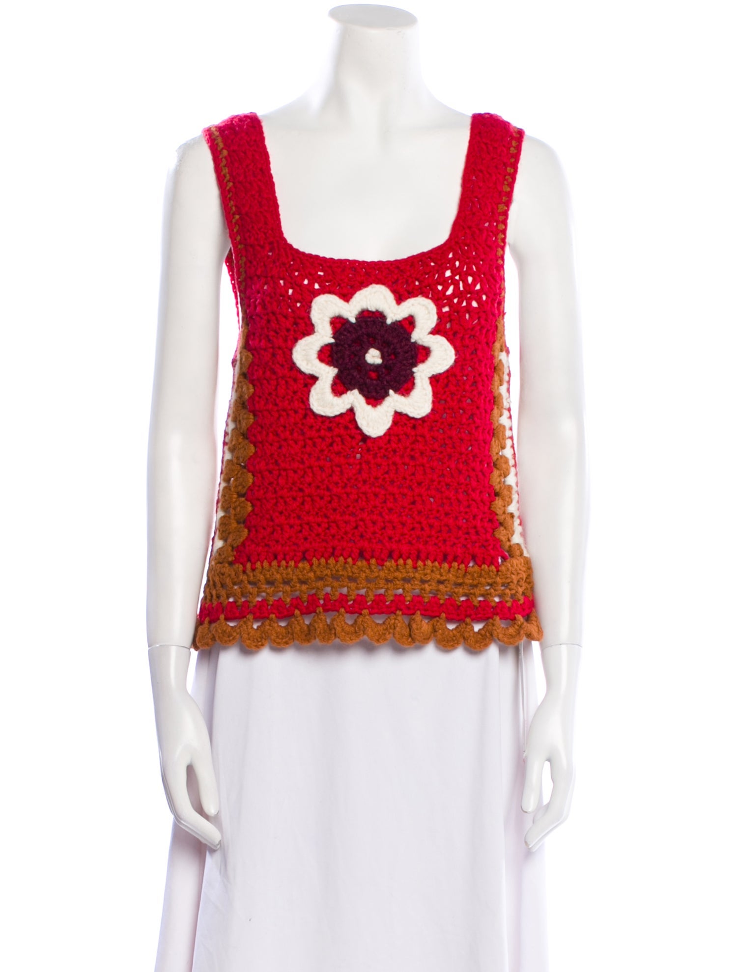 Batsheva Lace Pattern Square Neckline Crop Top