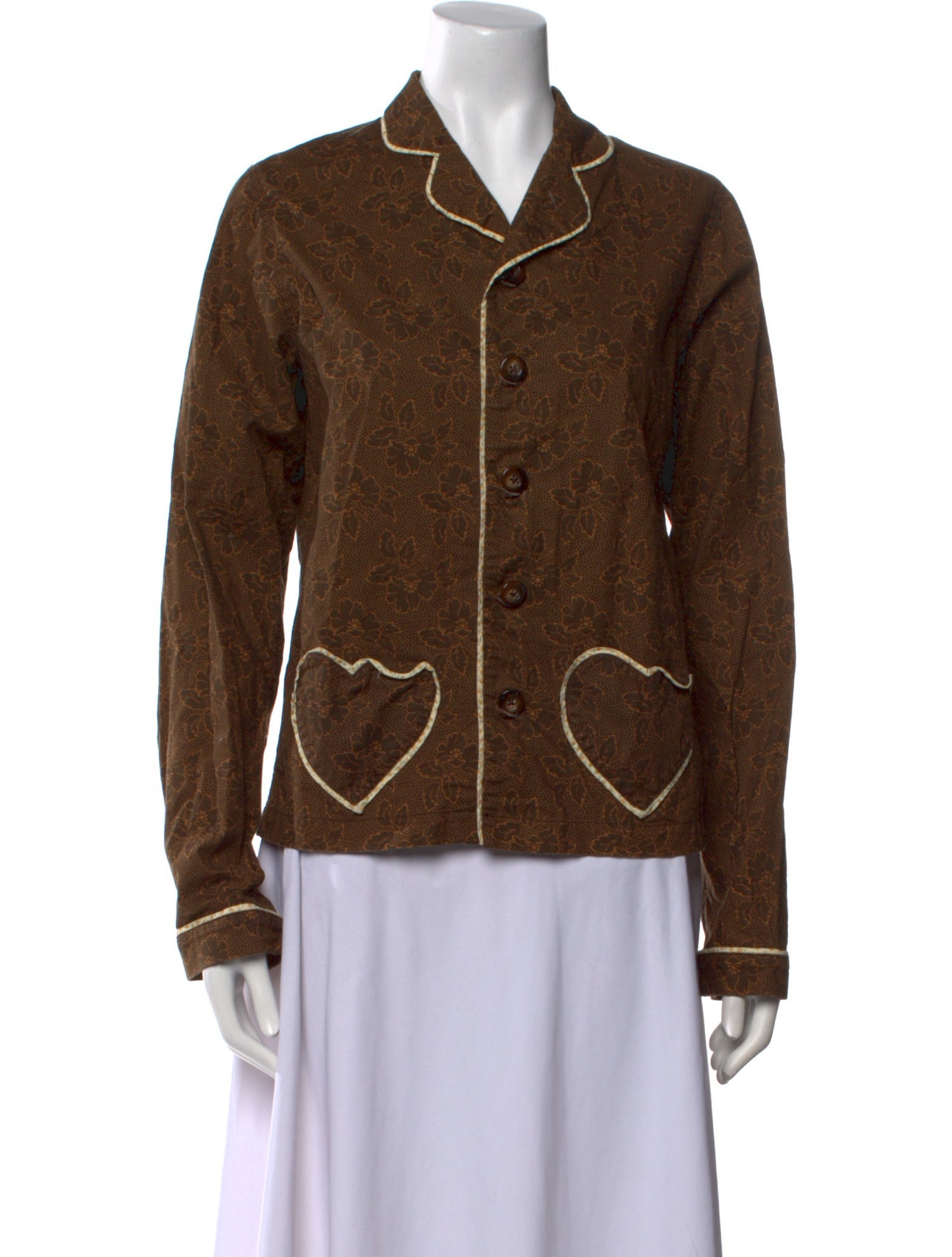 Batsheva Floral Print Long Sleeve Button-Up Top