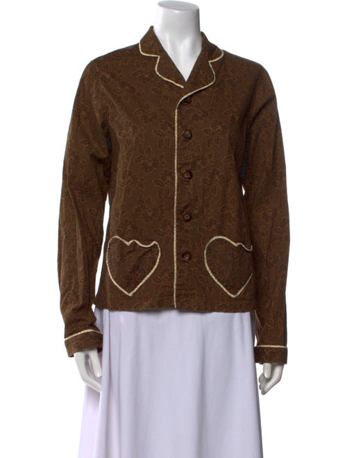 Batsheva Floral Print Long Sleeve Button-Up Top