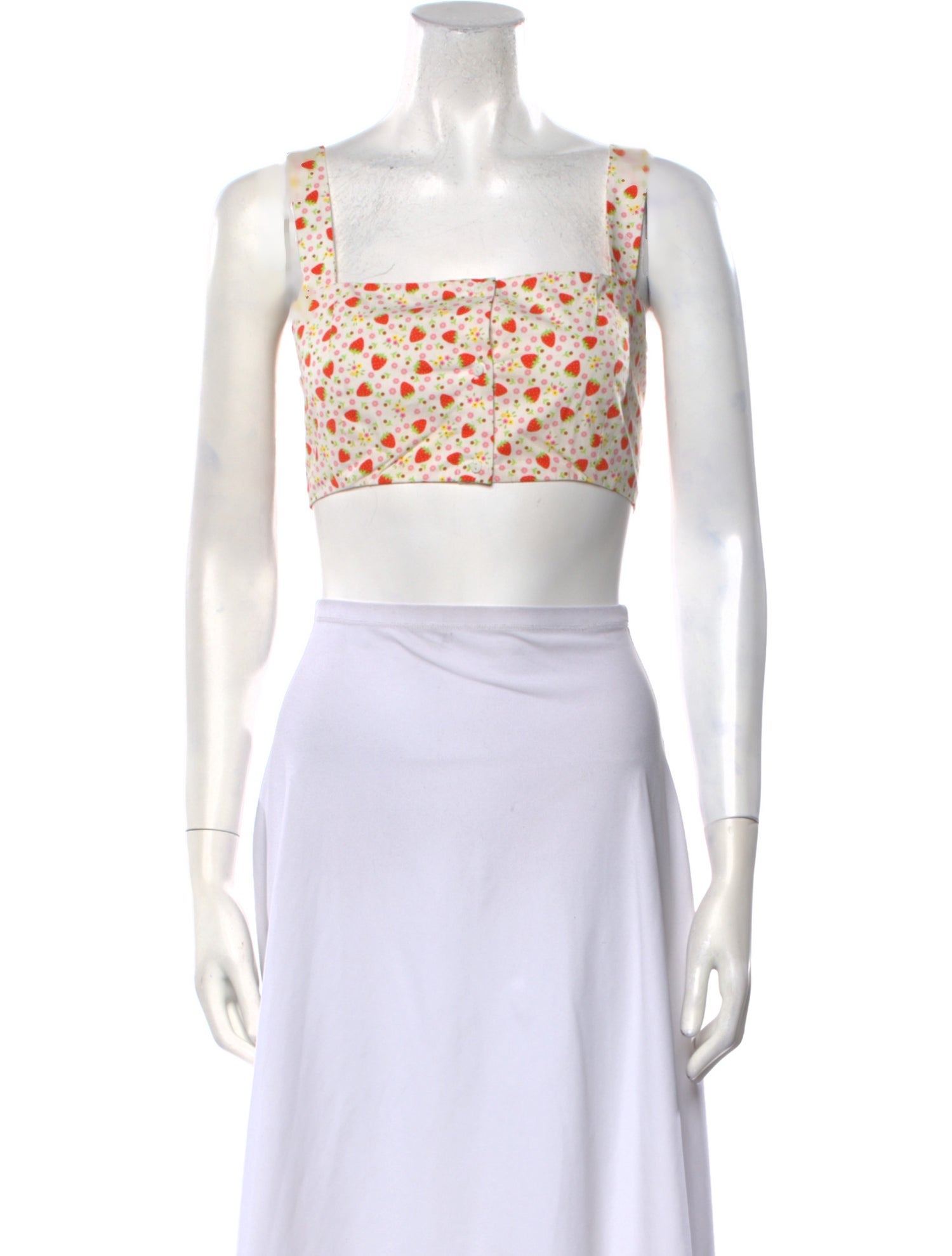 Batsheva Printed Square Neckline Crop Top