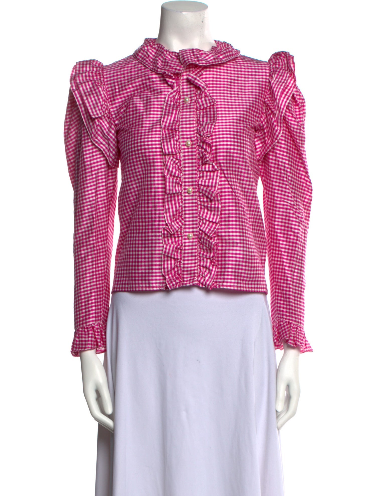 Batsheva Plaid Print Mock Neck Crop Top