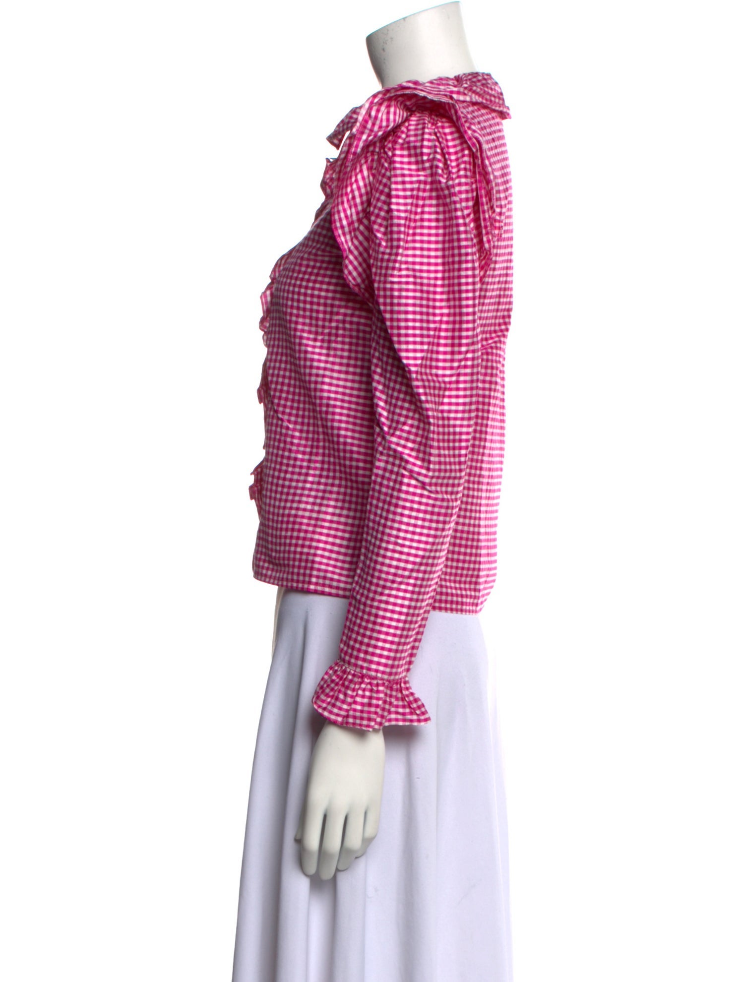 Batsheva Plaid Print Mock Neck Crop Top