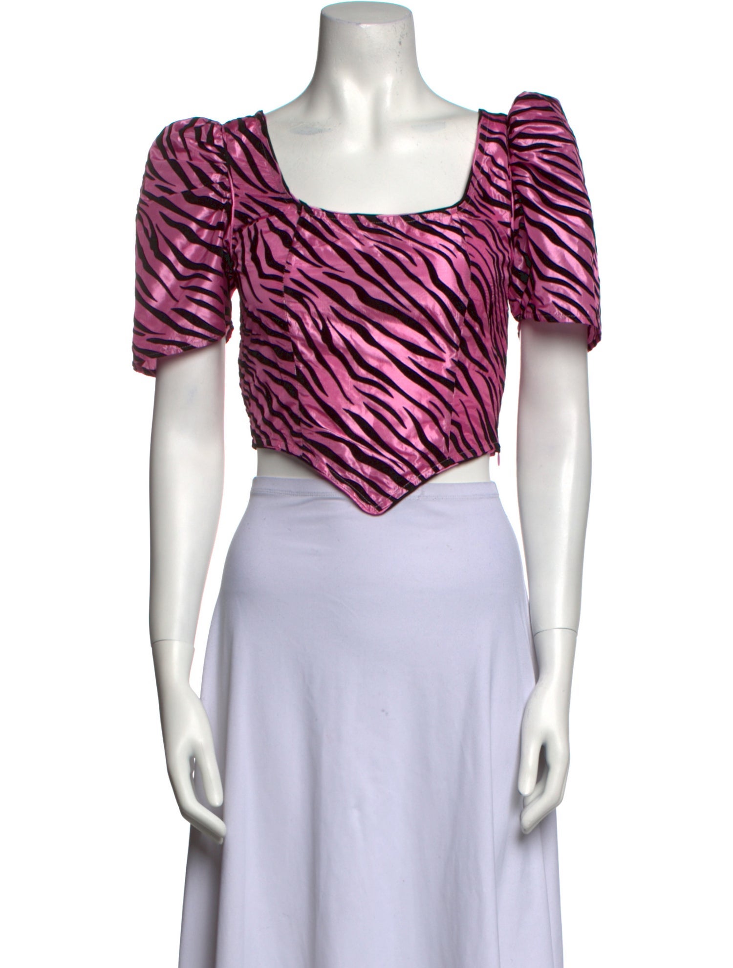 Batsheva Animal Print Square Neckline Crop Top