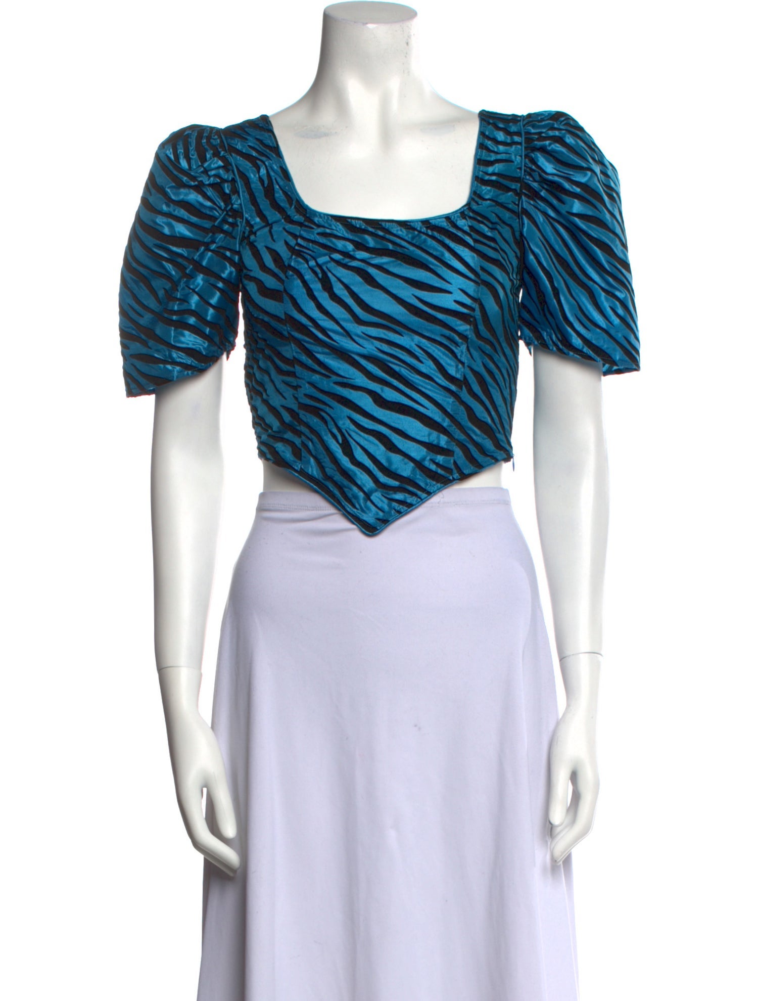 Batsheva Animal Print Square Neckline Crop Top