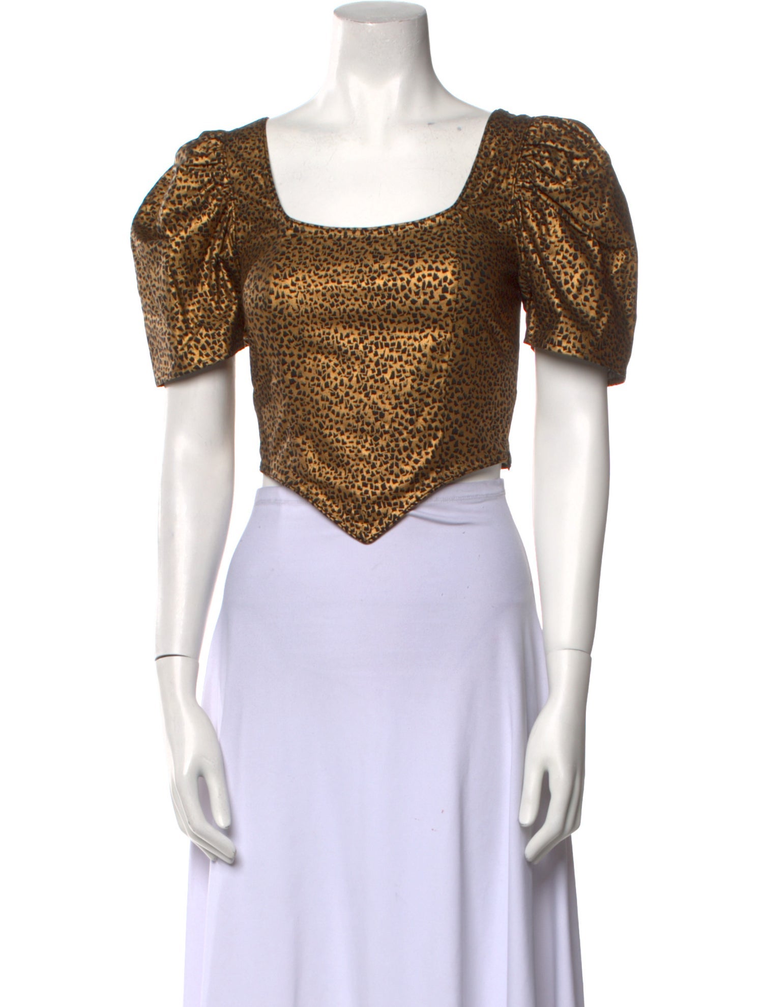 Batsheva Square Neckline Short Sleeve Crop Top