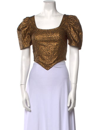 Batsheva Square Neckline Short Sleeve Crop Top