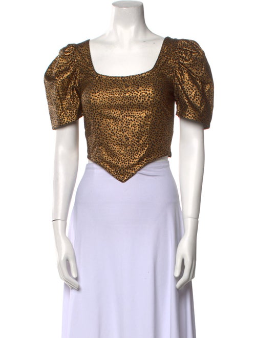 Batsheva Square Neckline Short Sleeve Crop Top