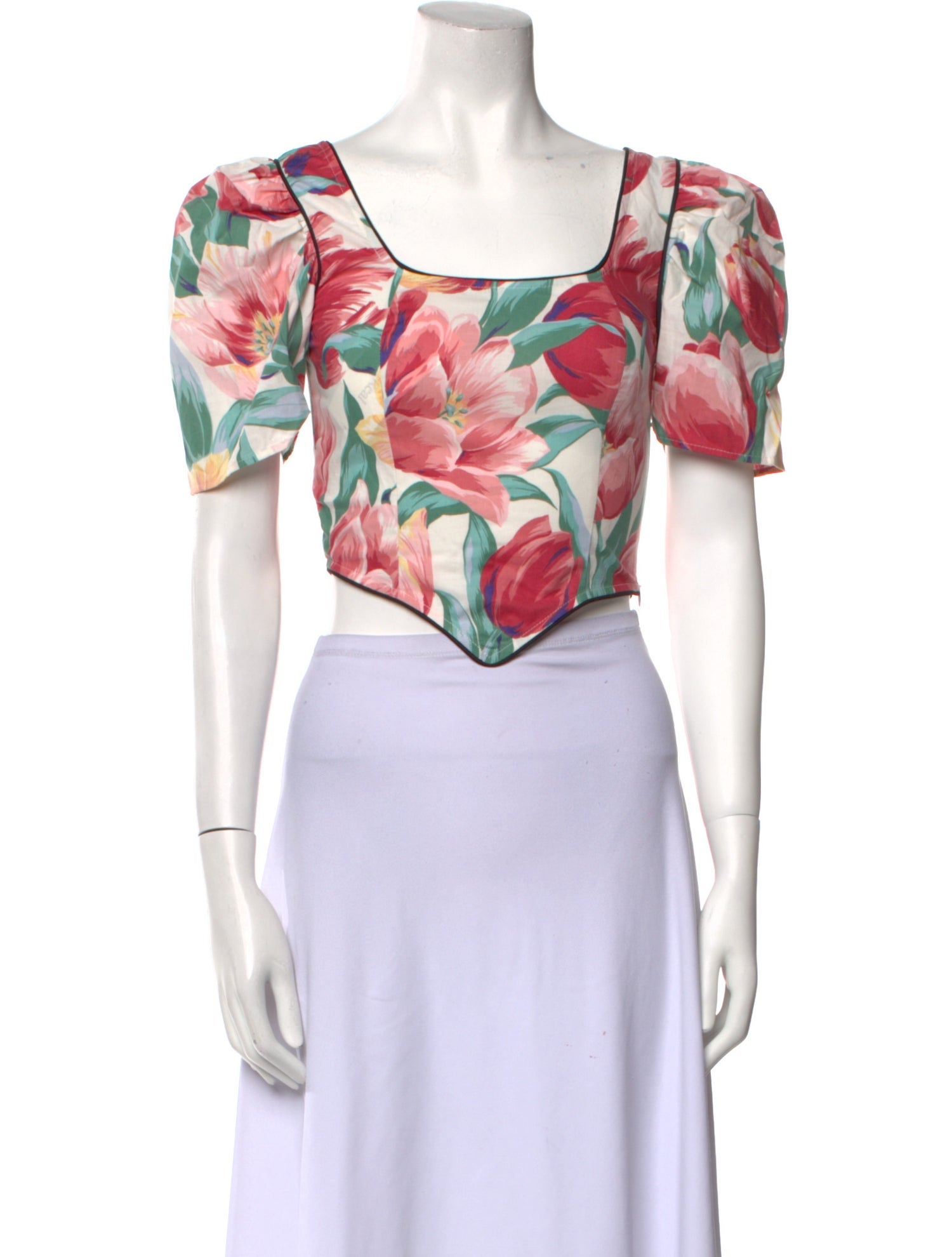 Batsheva Floral Print Square Neckline Crop Top w/ Tags