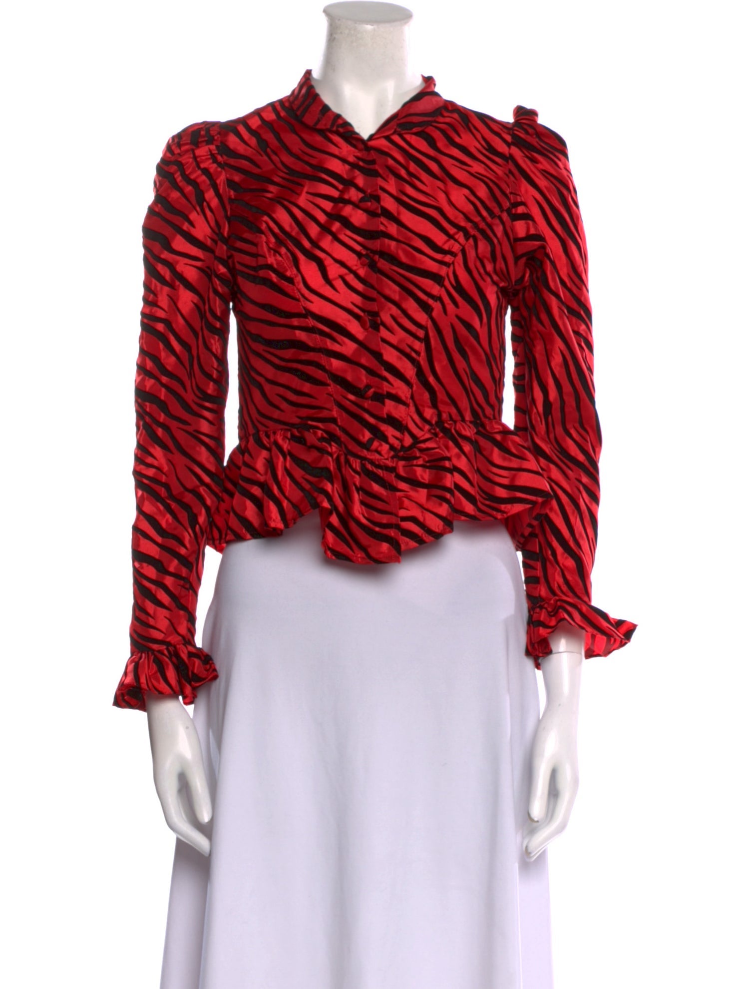 Batsheva Animal Print Mock Neck Crop Top