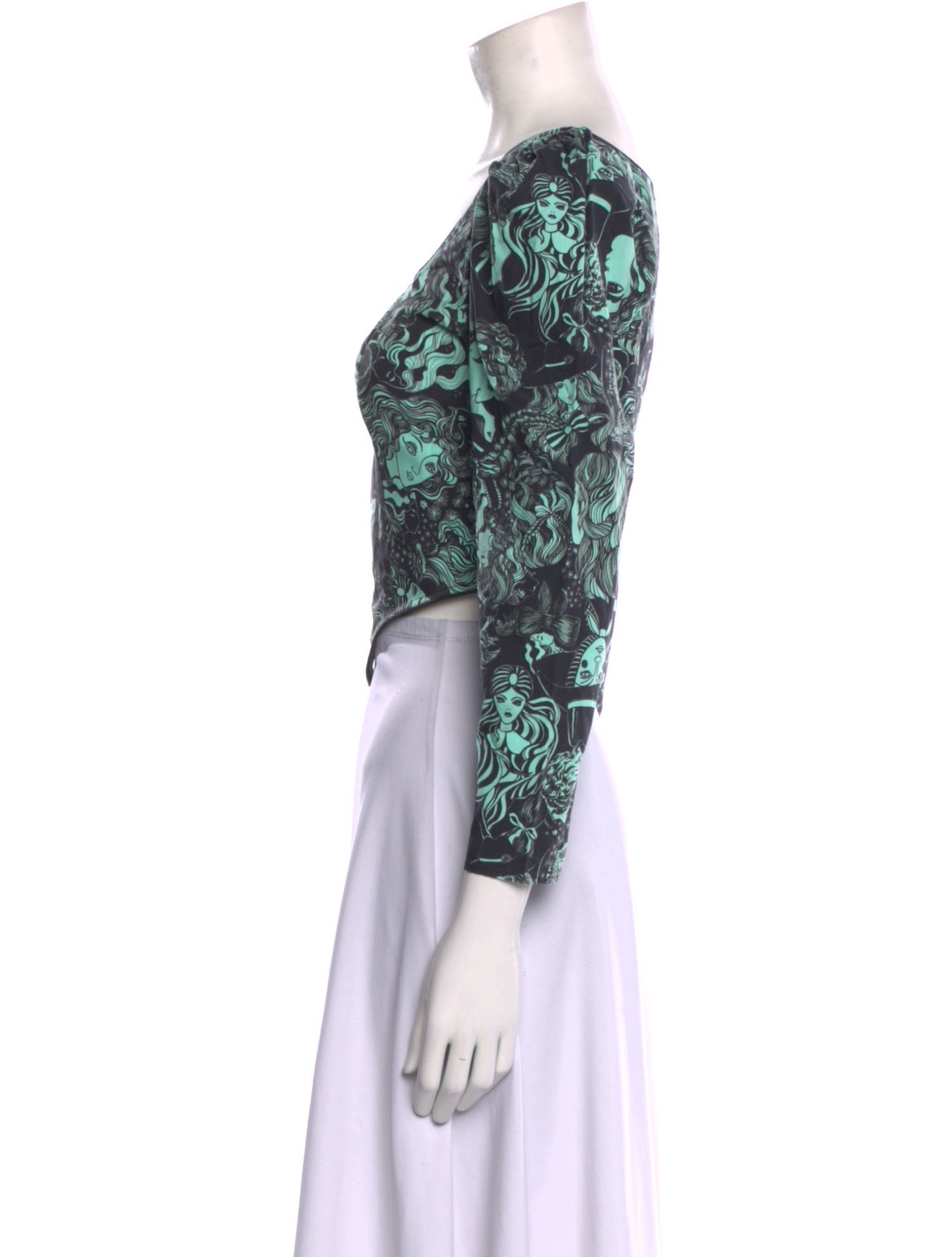 Batsheva Paisley Print Square Neckline Crop Top