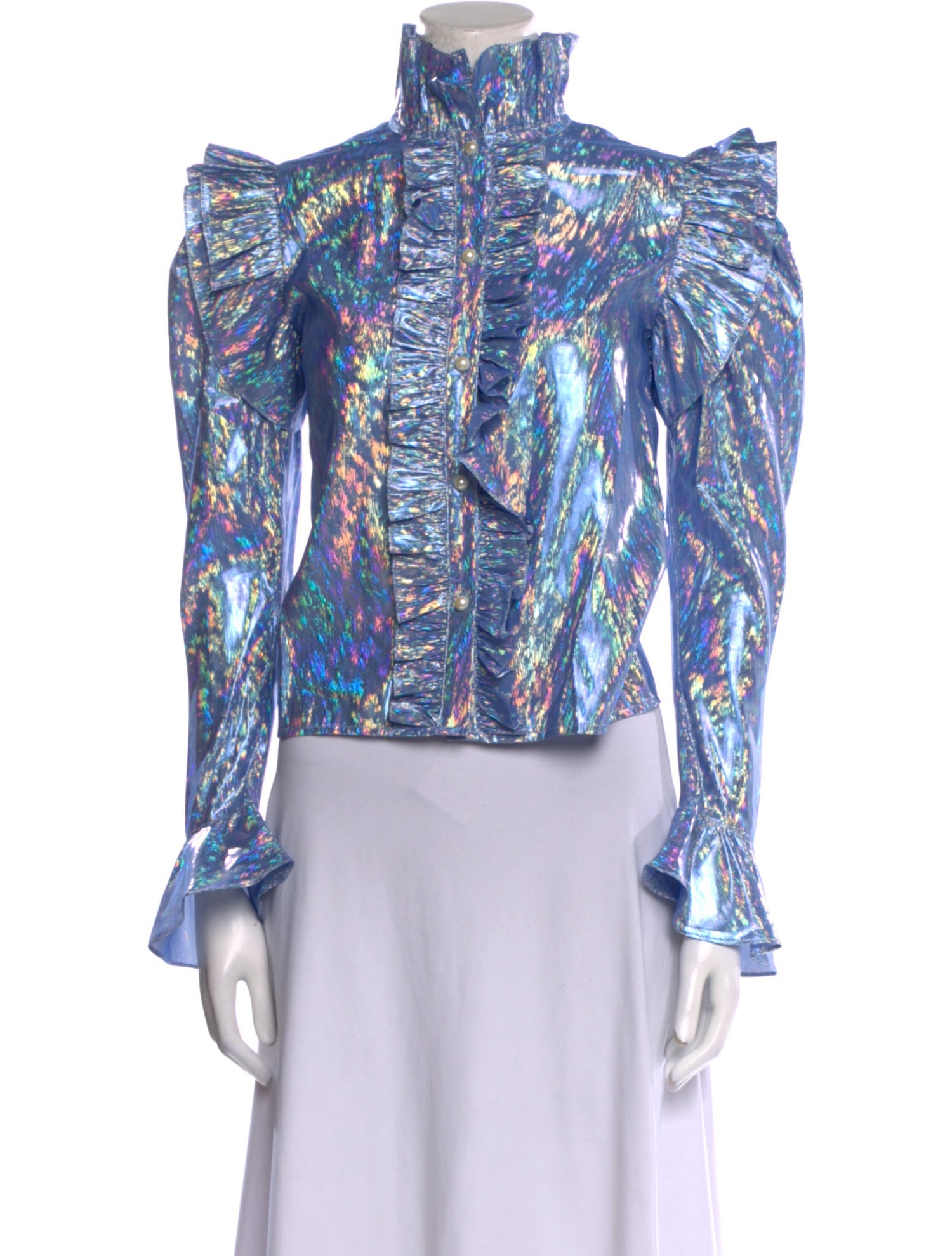 Batsheva Nylon Paisley Print Blouse