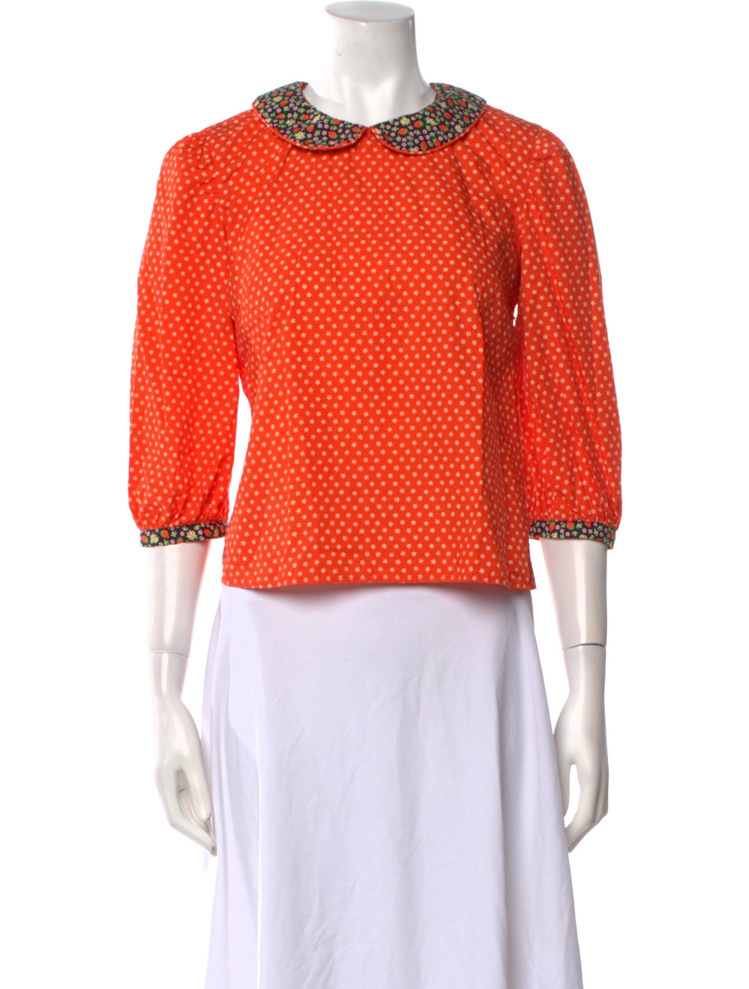 Batsheva Printed Crew Neck Crop Top