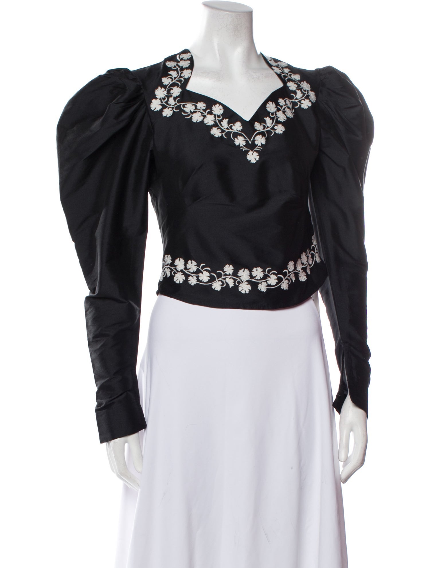 Batsheva V-Neck Long Sleeve Crop Top