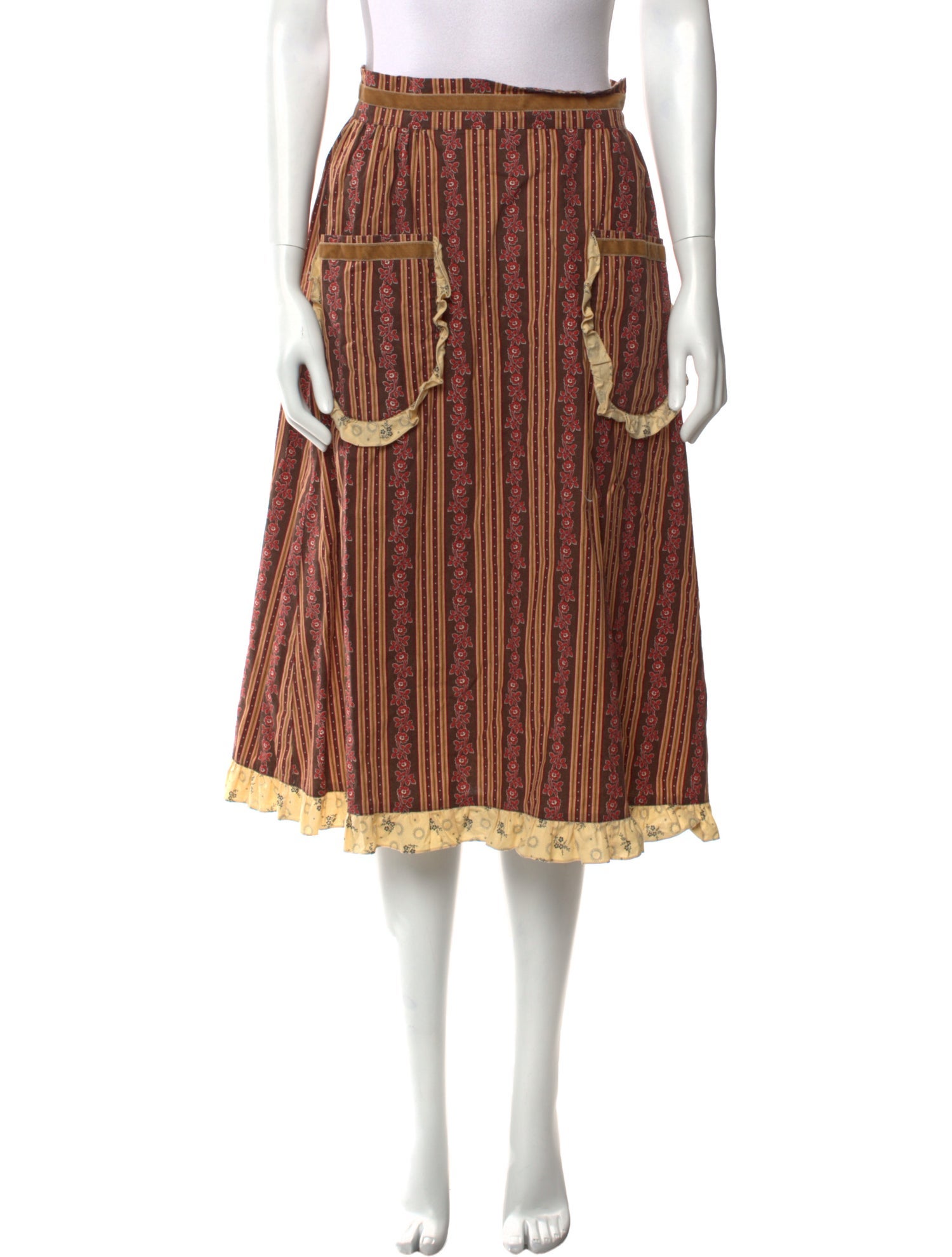 Batsheva Striped Midi Length Skirt