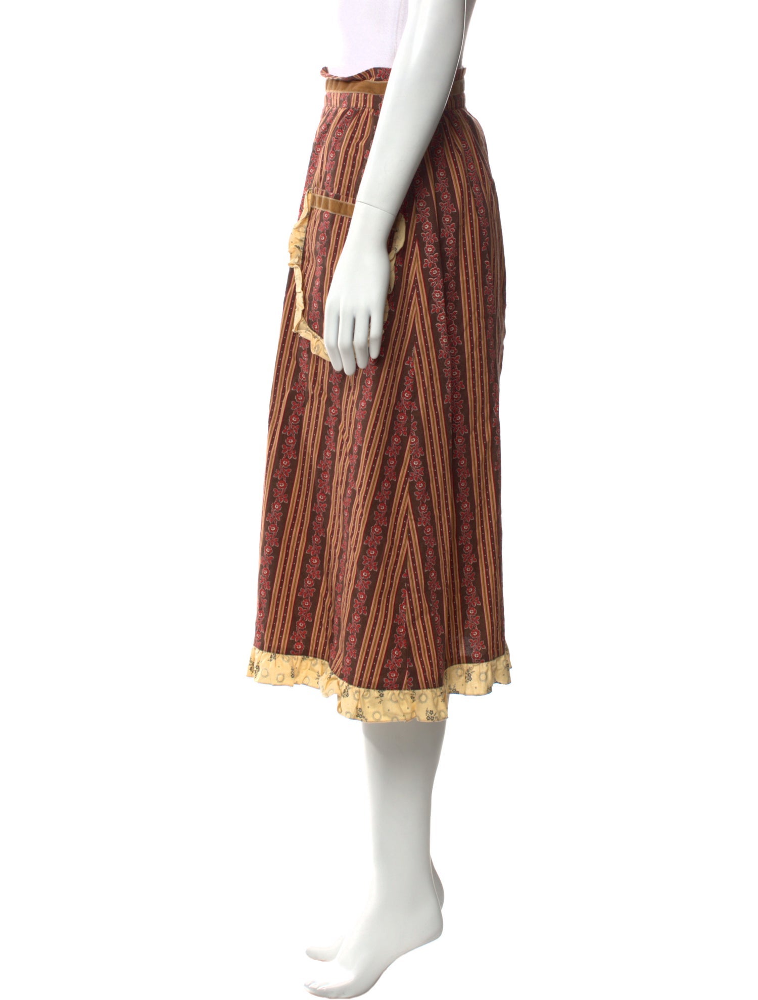 Batsheva Striped Midi Length Skirt