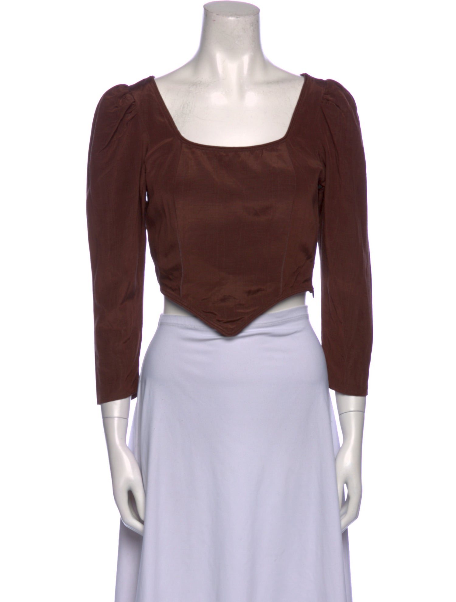 Batsheva Square Neckline Three-Quarter Sleeve Crop Top