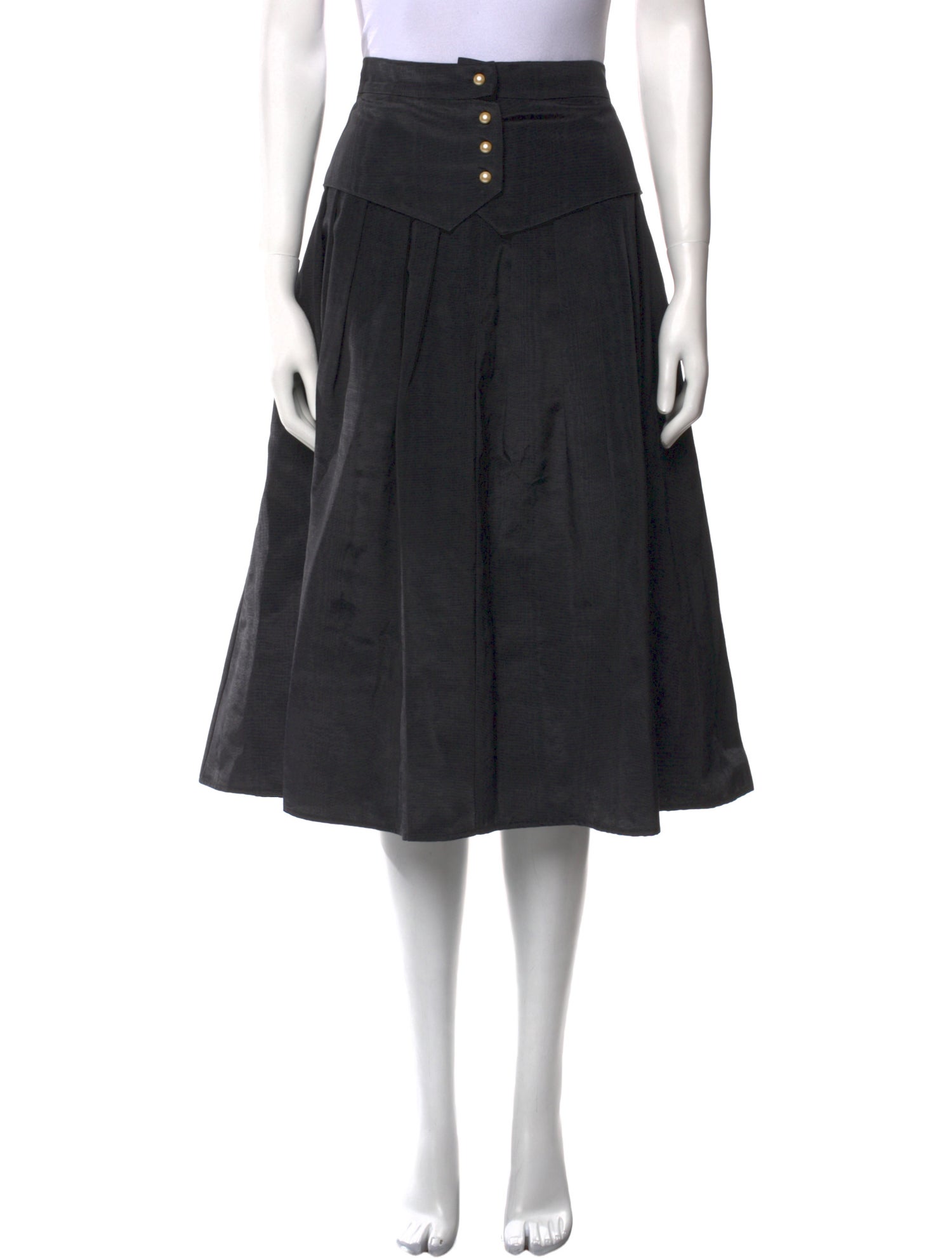 Batsheva Pleated Accents Midi Length Skirt