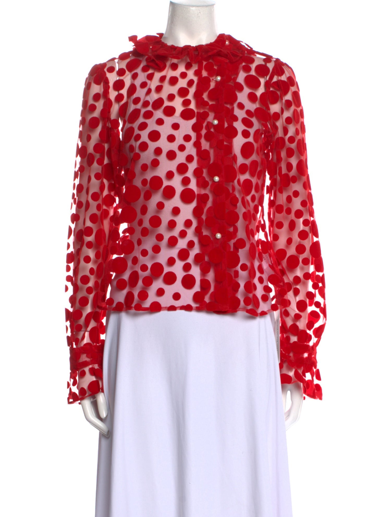 Batsheva Polka Dot Print Crew Neck Blouse w/ Tags