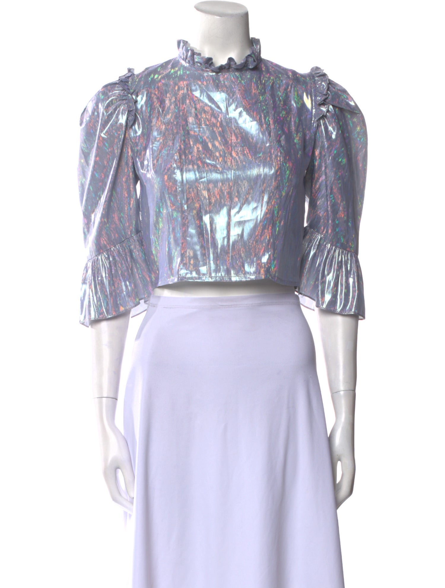 Batsheva Nylon Mock Neck Crop Top