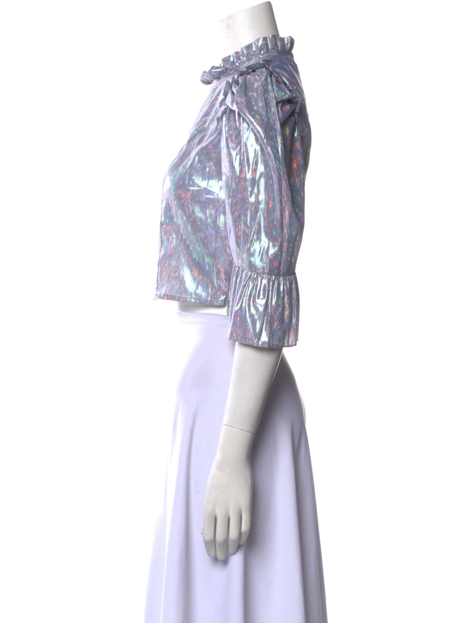 Batsheva Nylon Mock Neck Crop Top