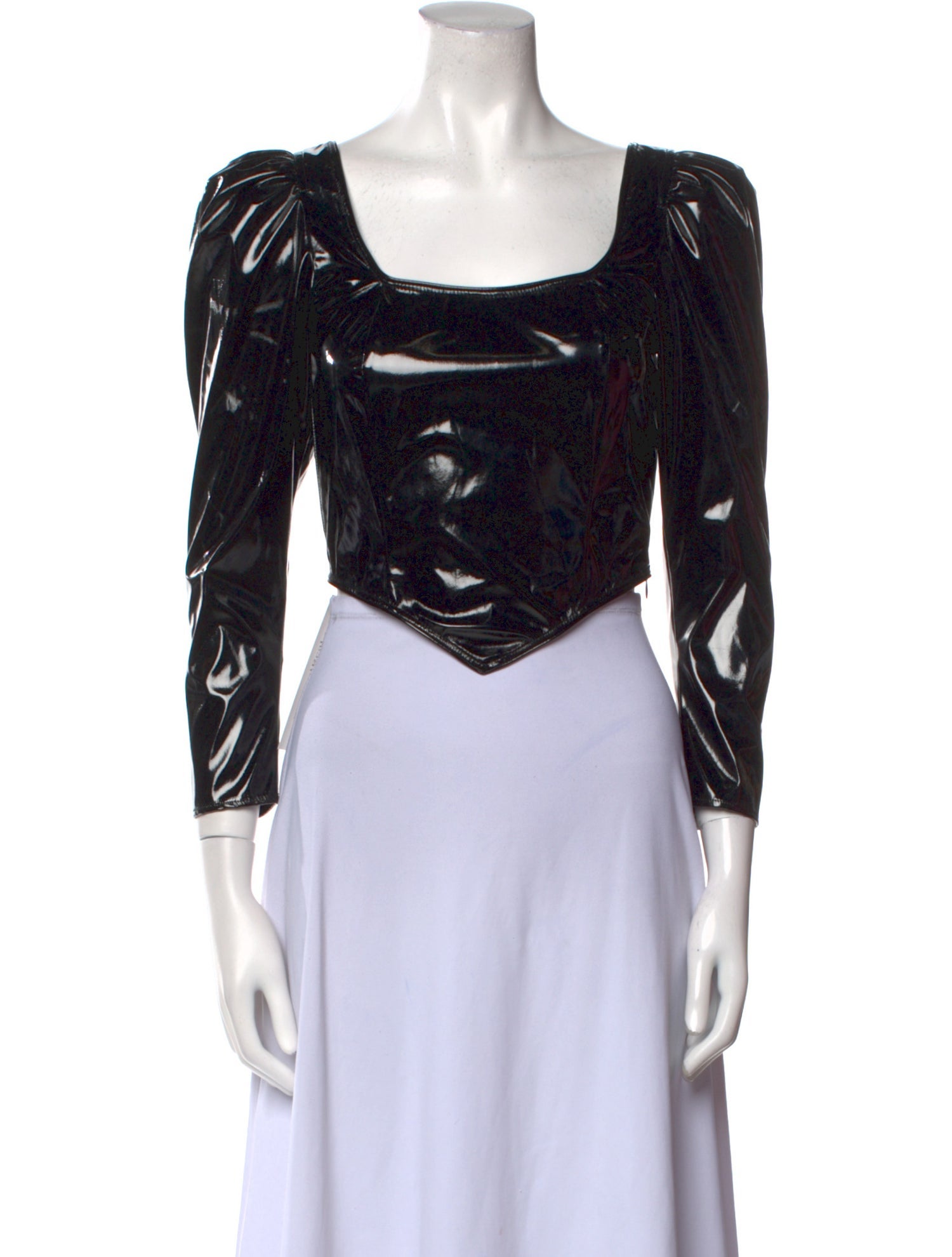 Batsheva Square Neckline Three-Quarter Sleeve Crop Top