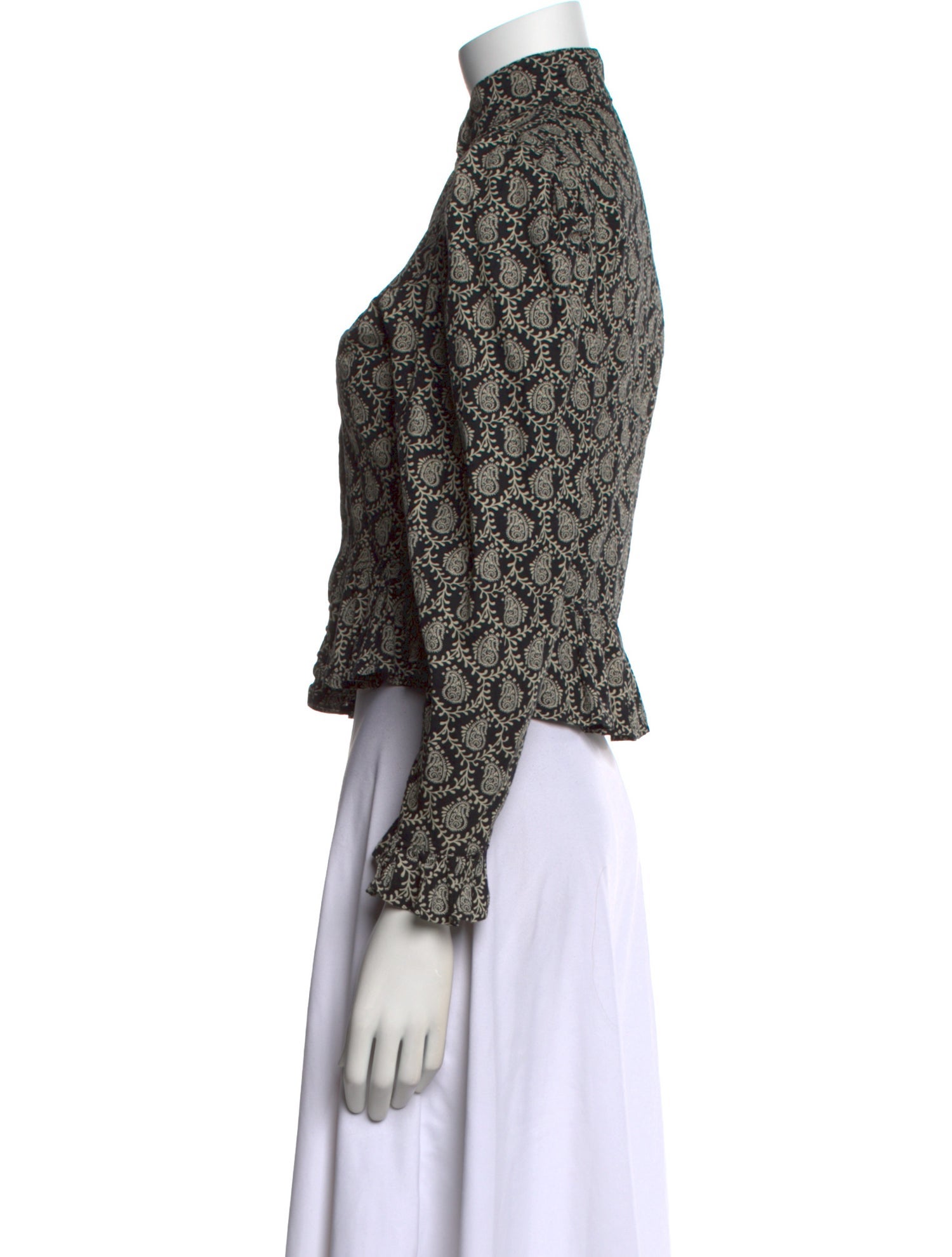 Batsheva Paisley Print Mock Neck Crop Top