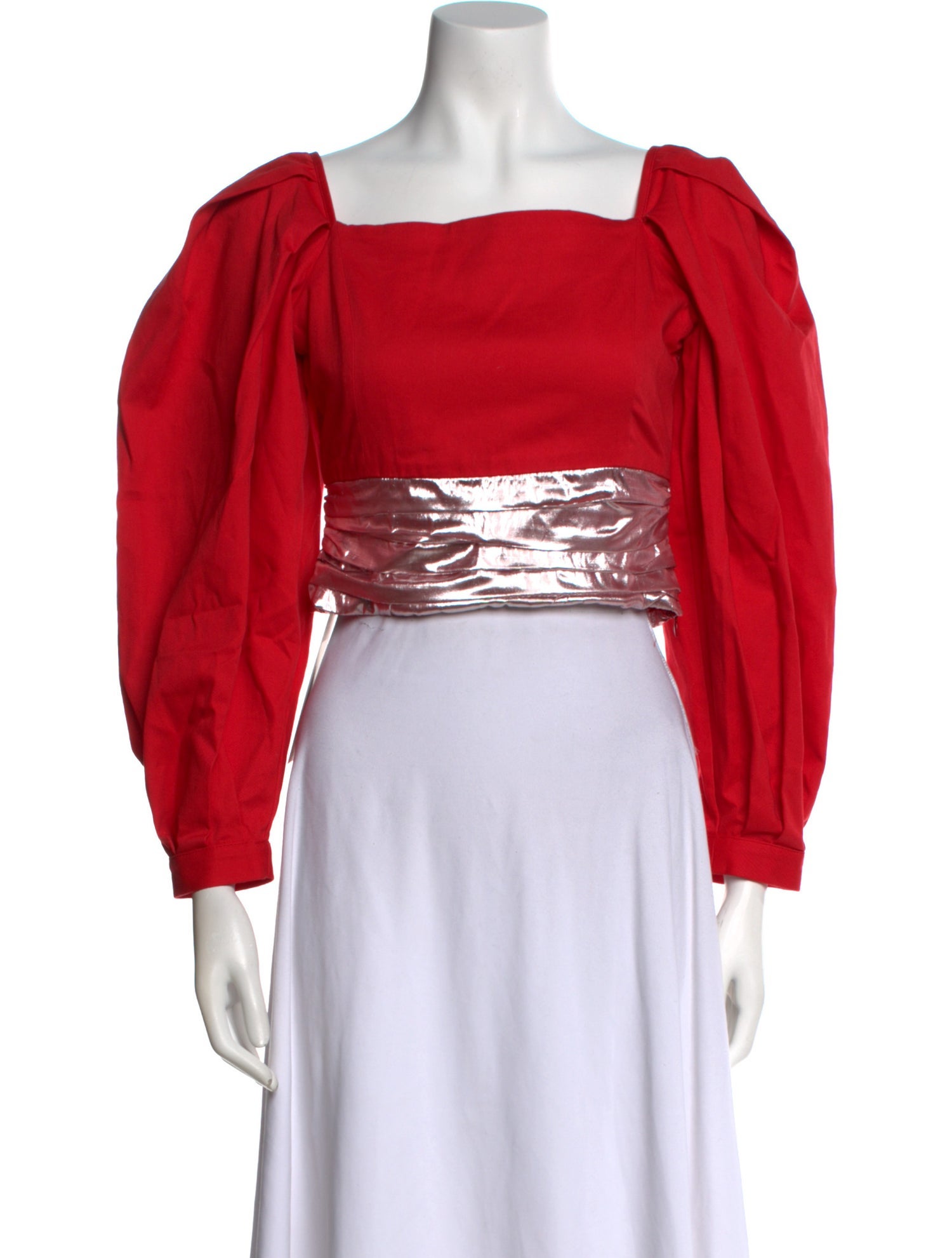 Batsheva Square Neckline Three-Quarter Sleeve Crop Top