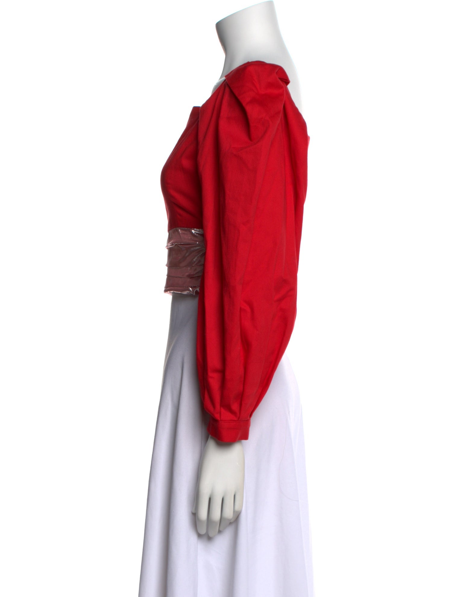 Batsheva Square Neckline Three-Quarter Sleeve Crop Top