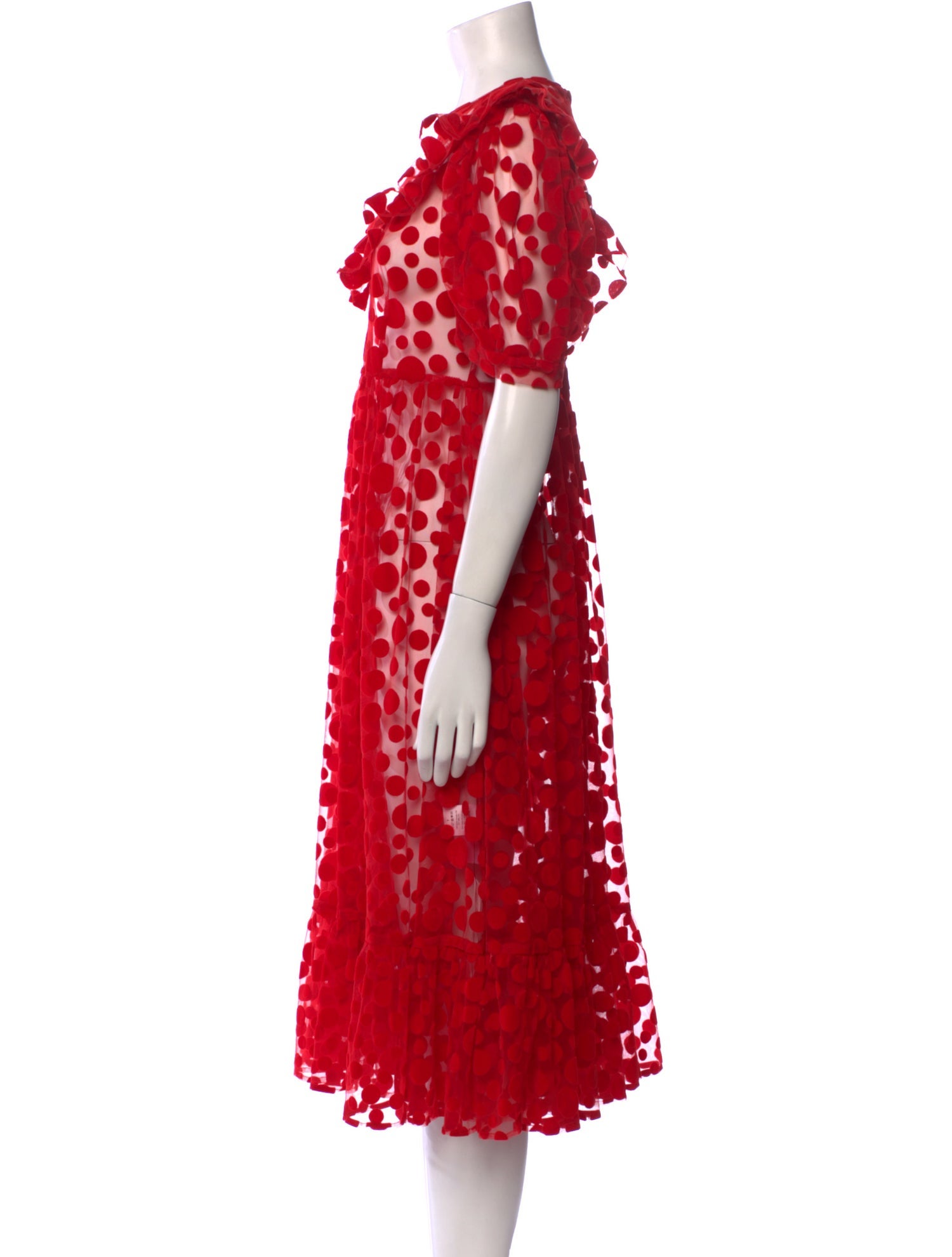 Batsheva Polka Dot Print Midi Length Dress