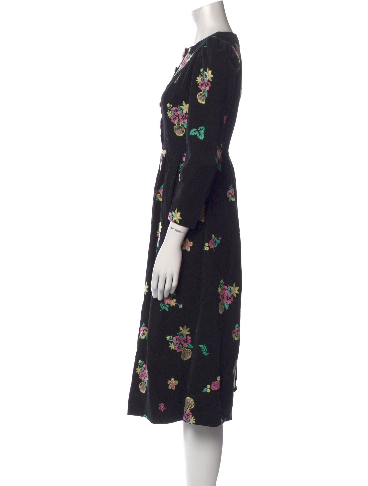 Batsheva Floral Print Midi Length Dress