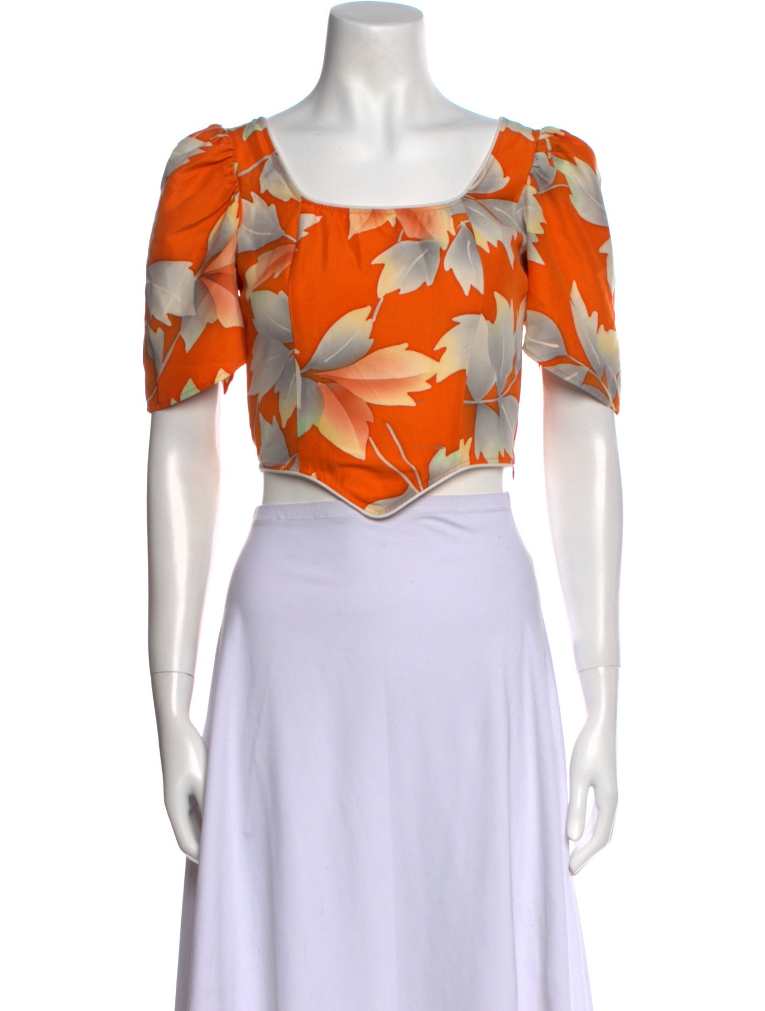 Batsheva Floral Print Square Neckline Crop Top