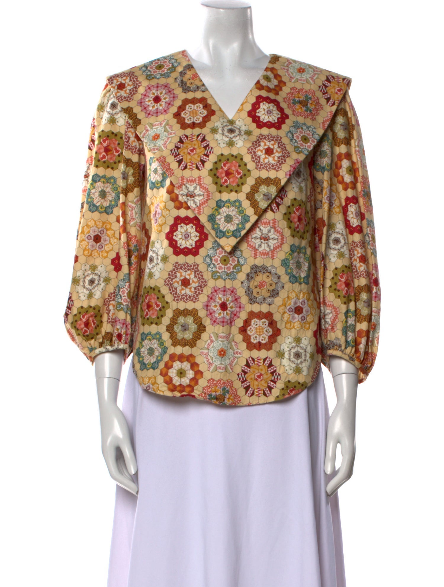Batsheva Paisley Print V-Neck Blouse