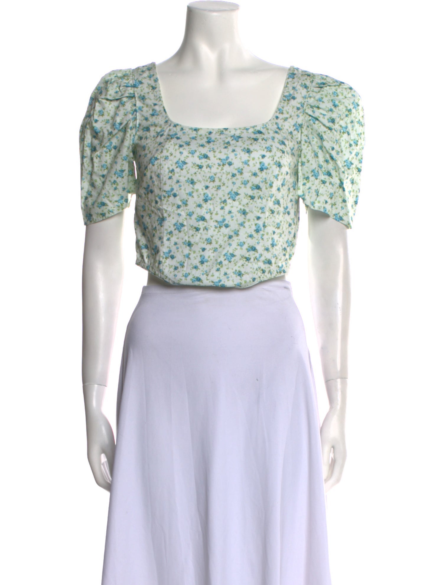 Batsheva Floral Print Square Neckline Crop Top w/ Tags