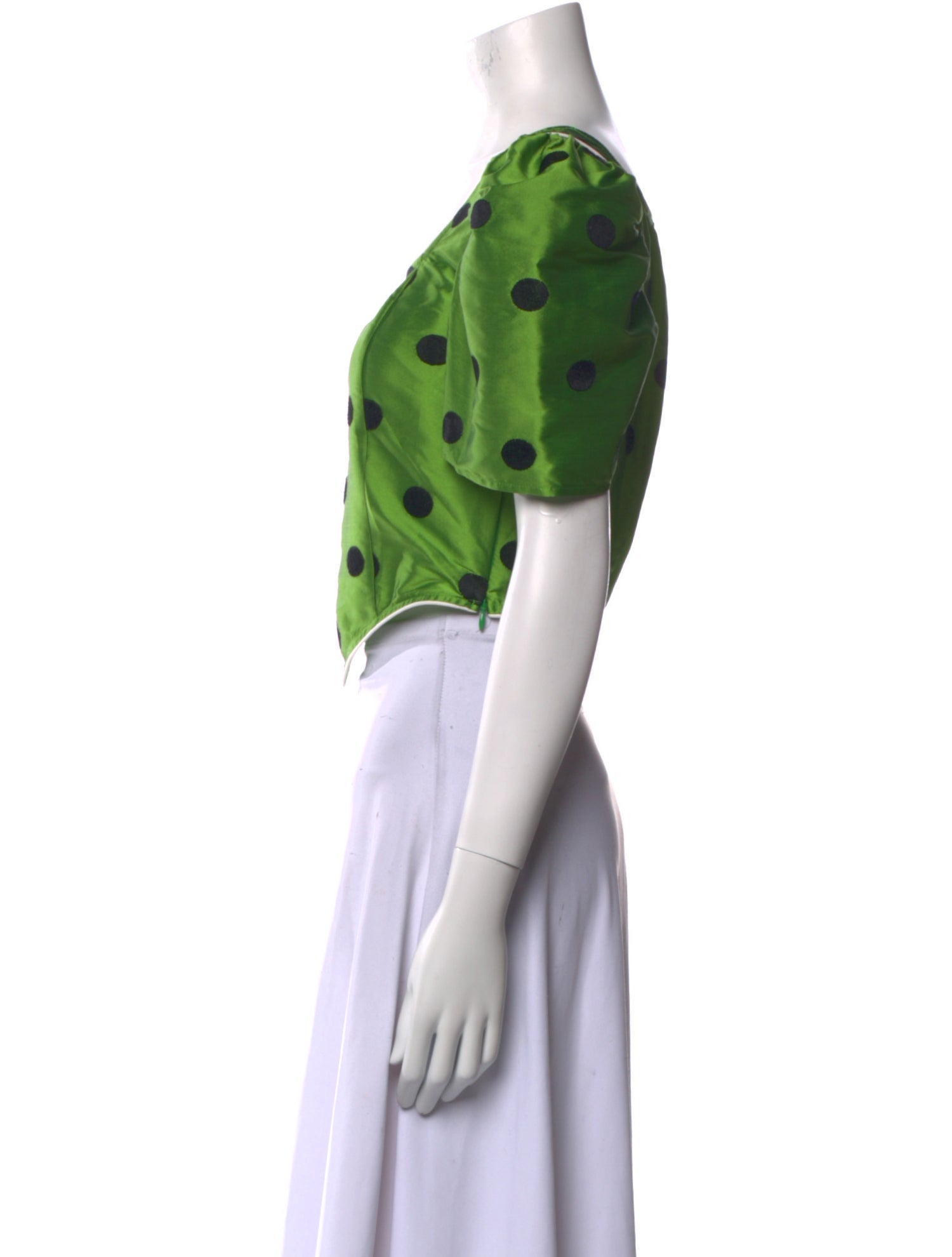 Batsheva Silk Polka Dot Print Crop Top