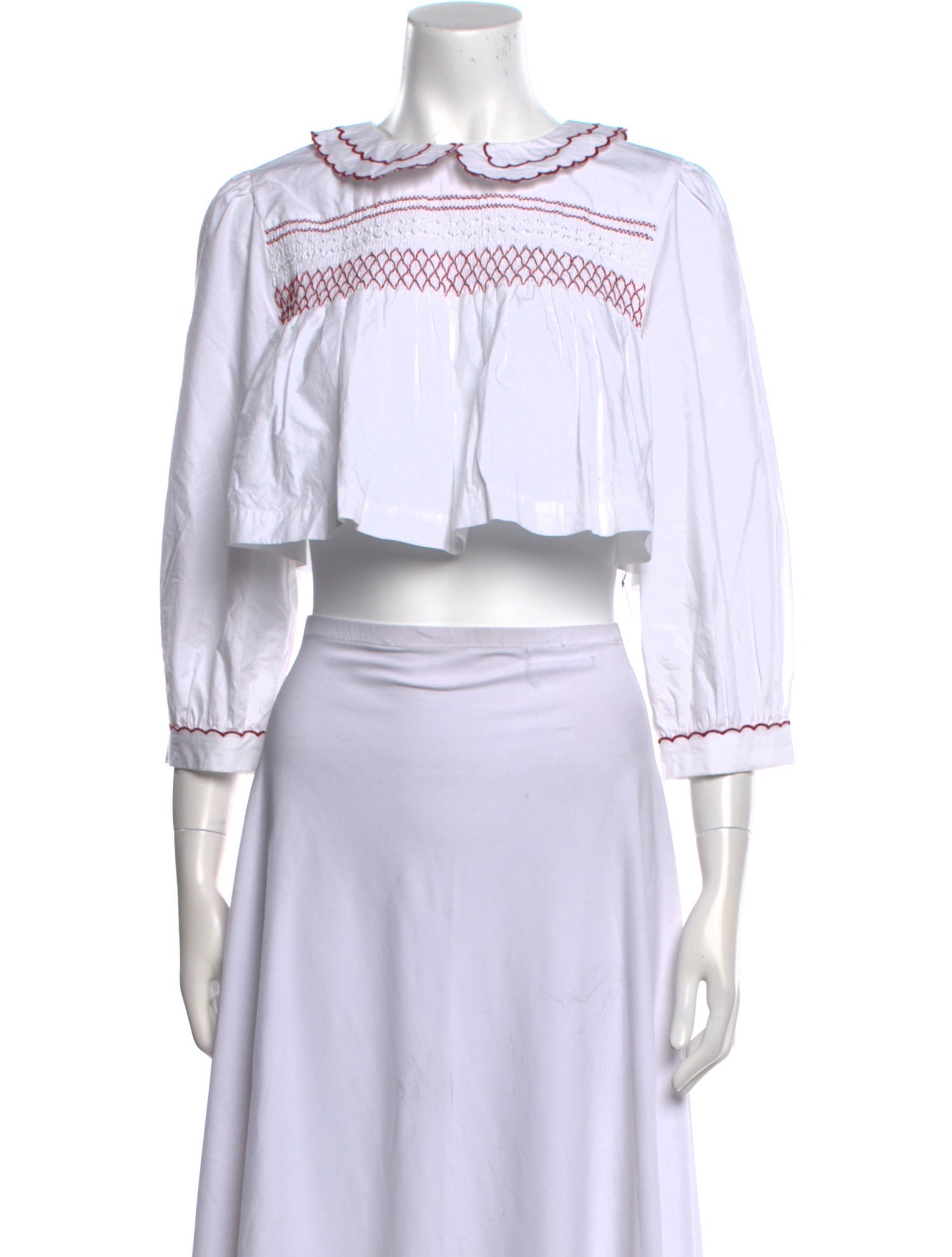 Batsheva Three-Quarter Sleeve Crop Top