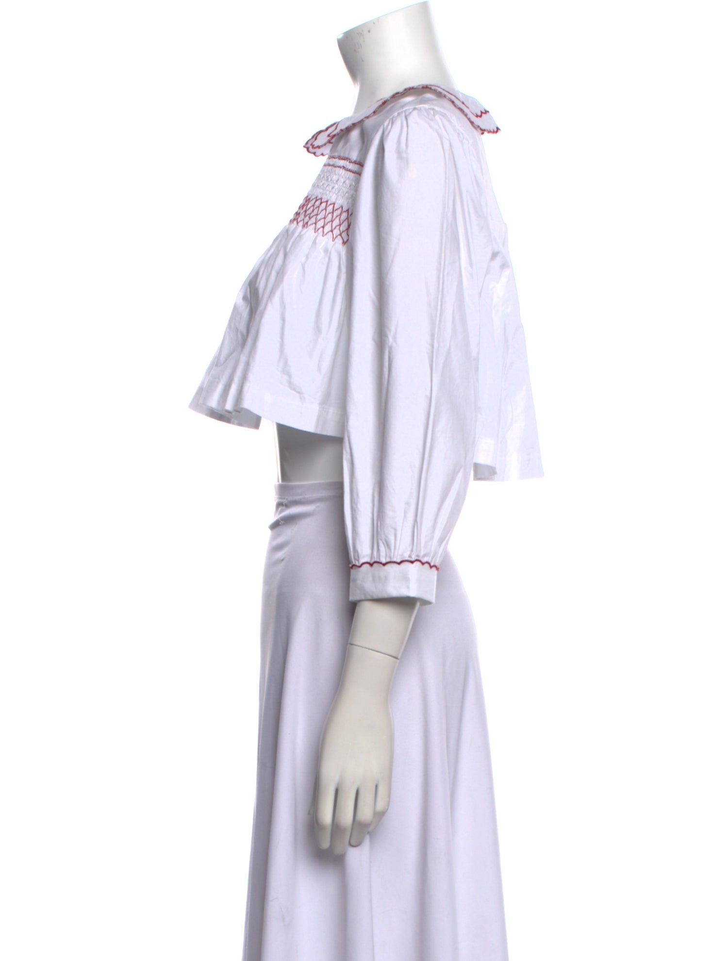 Batsheva Three-Quarter Sleeve Crop Top