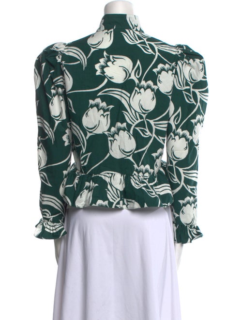 Batsheva Floral Print Long Sleeve Button-Up Top