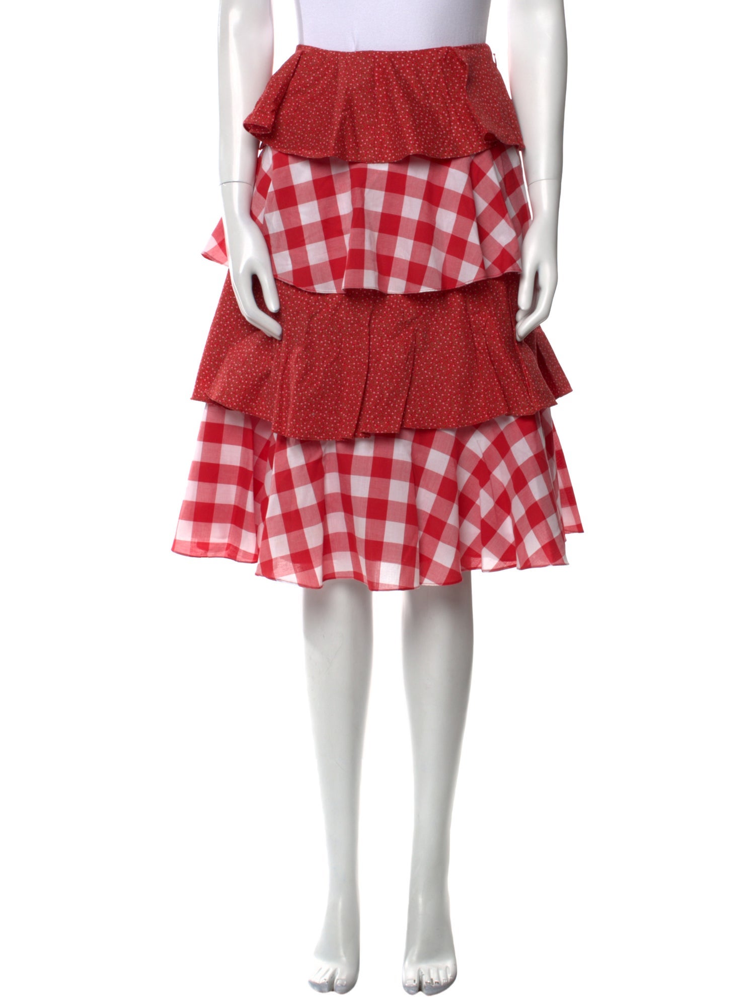 Batsheva Plaid Print Knee-Length Skirt