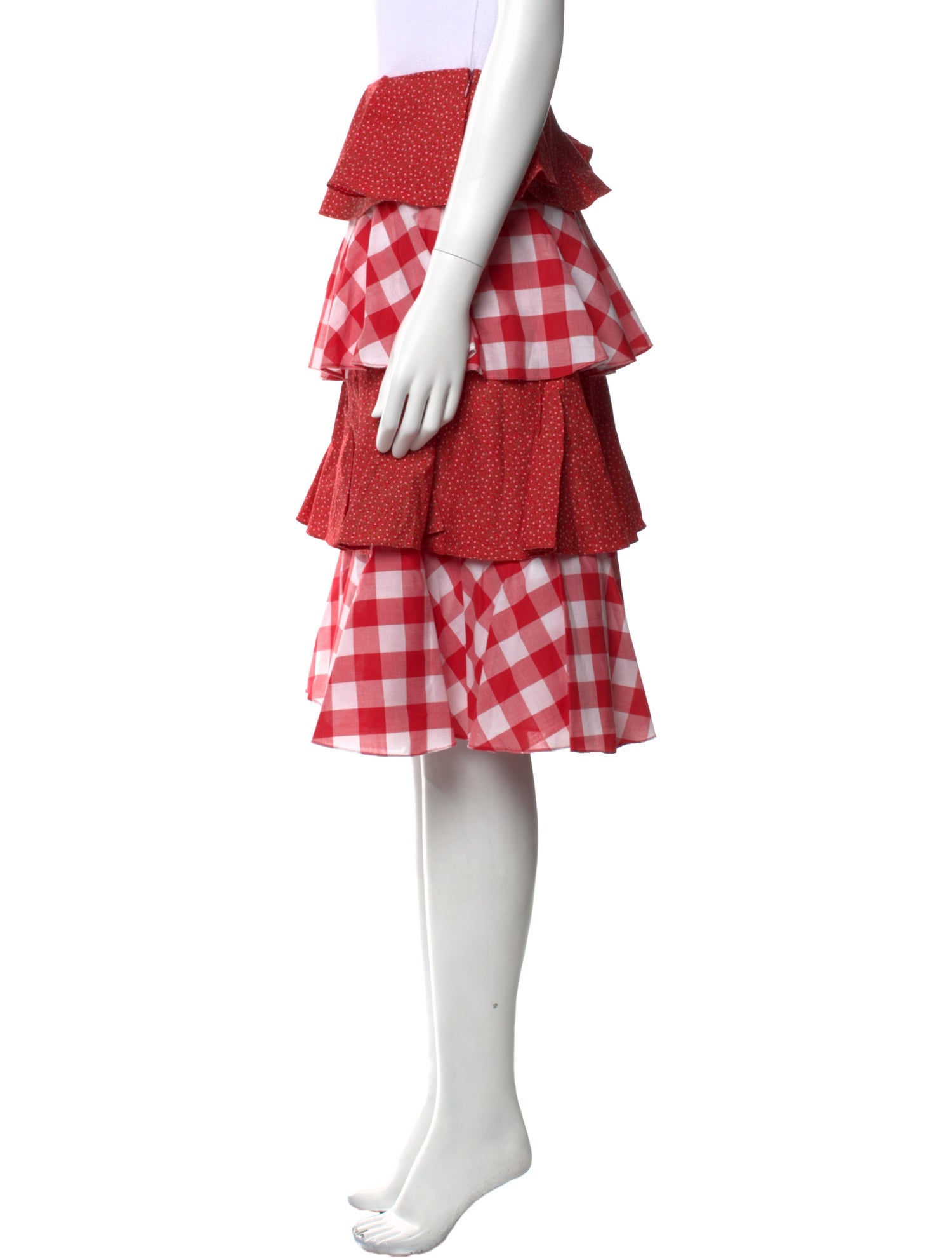 Batsheva Plaid Print Knee-Length Skirt